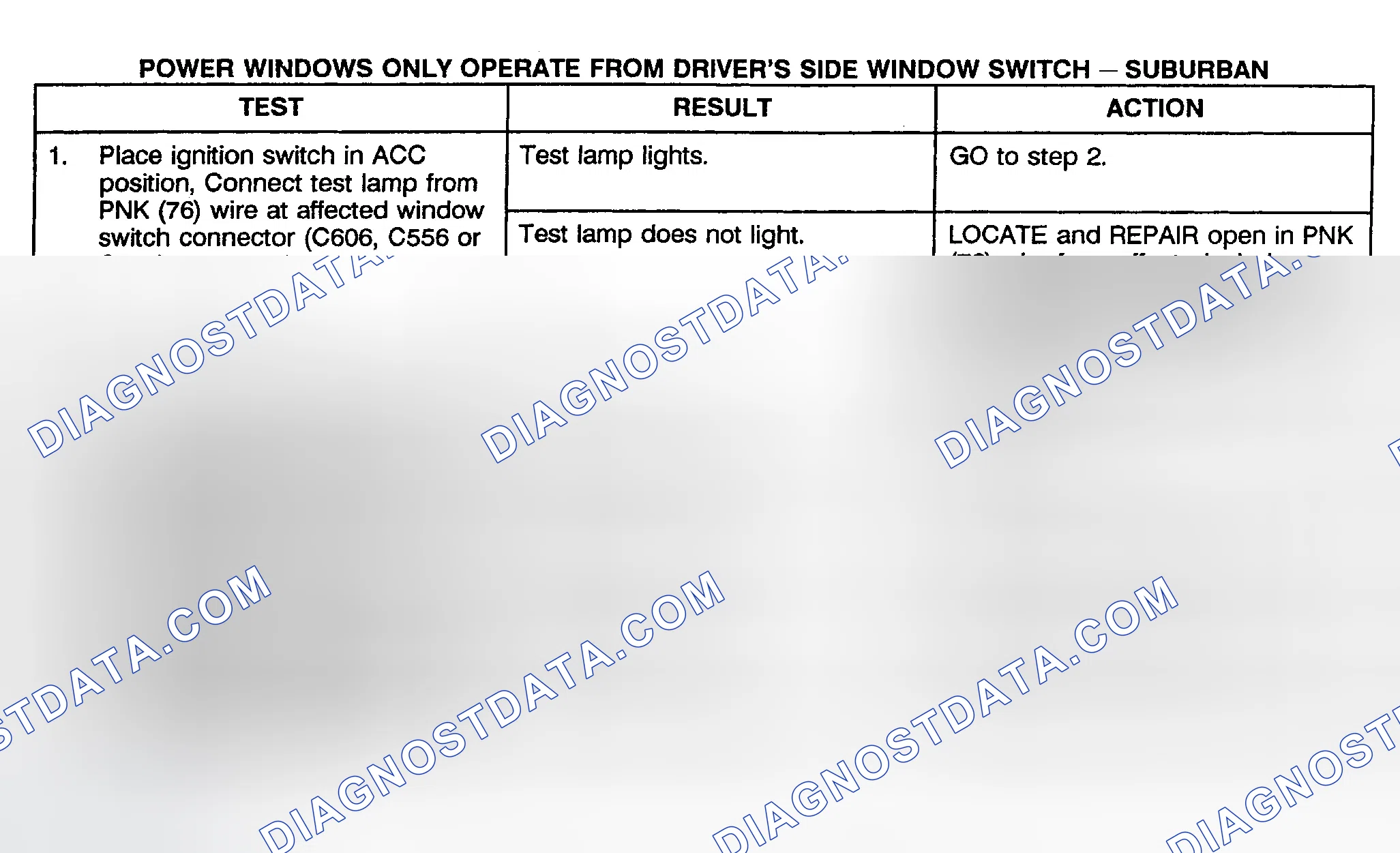 Scheme 8: TEST F: POWER WINDOWS ONLY OPERATE FROM DRIVER'S SIDE WINDOW SWITCH - SUBURBAN, CREW CAB & UTILITY