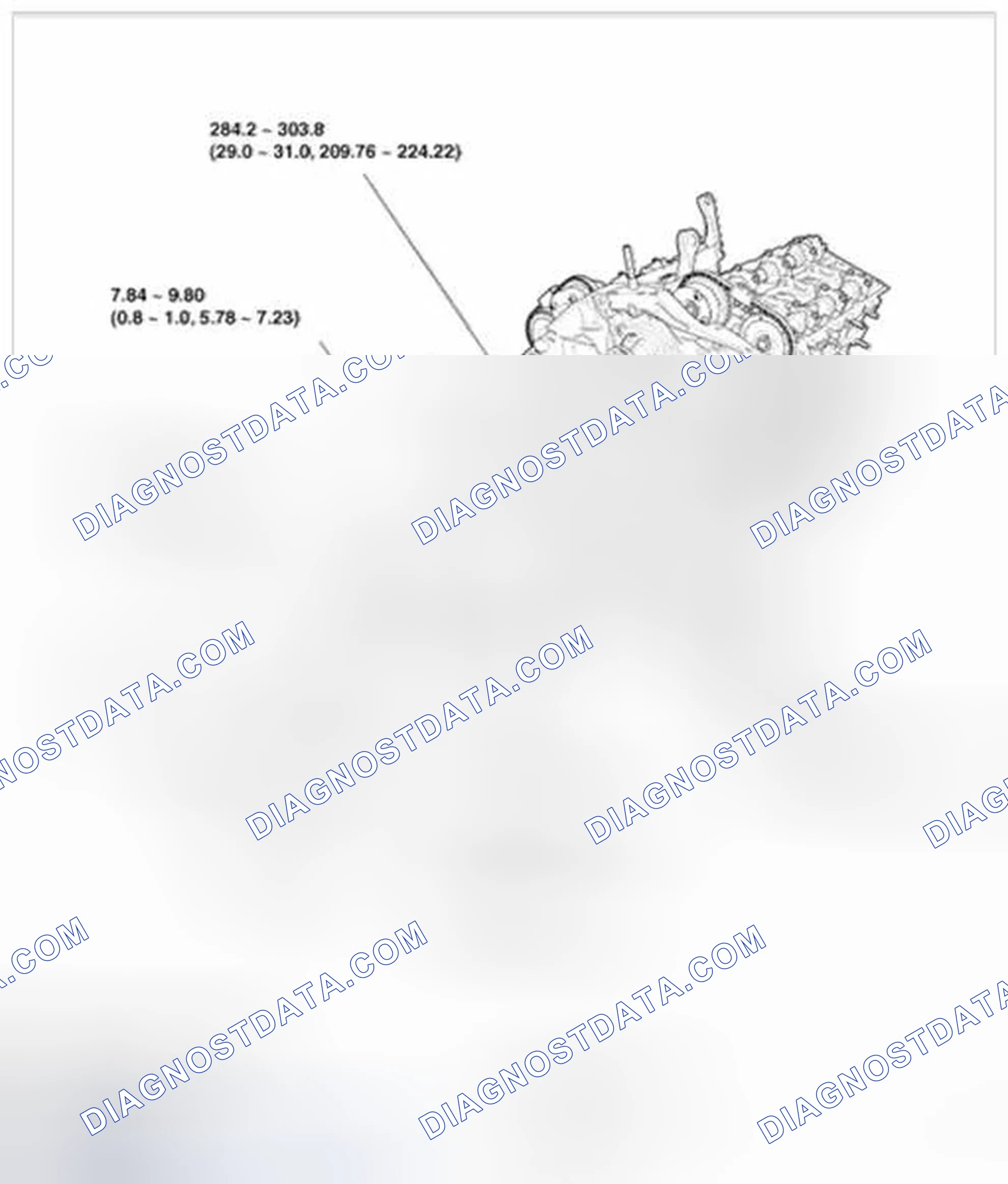 Fig. 30: Exploded View Of Timing Chain System With Torque Specification (1 Of 2)