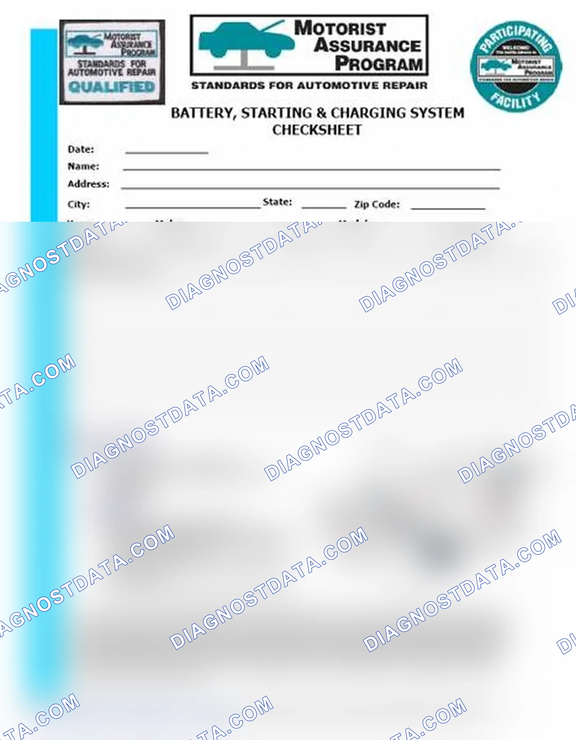 Scheme 3: Battery, Starting & Charging System Checksheet (1 Of 2)