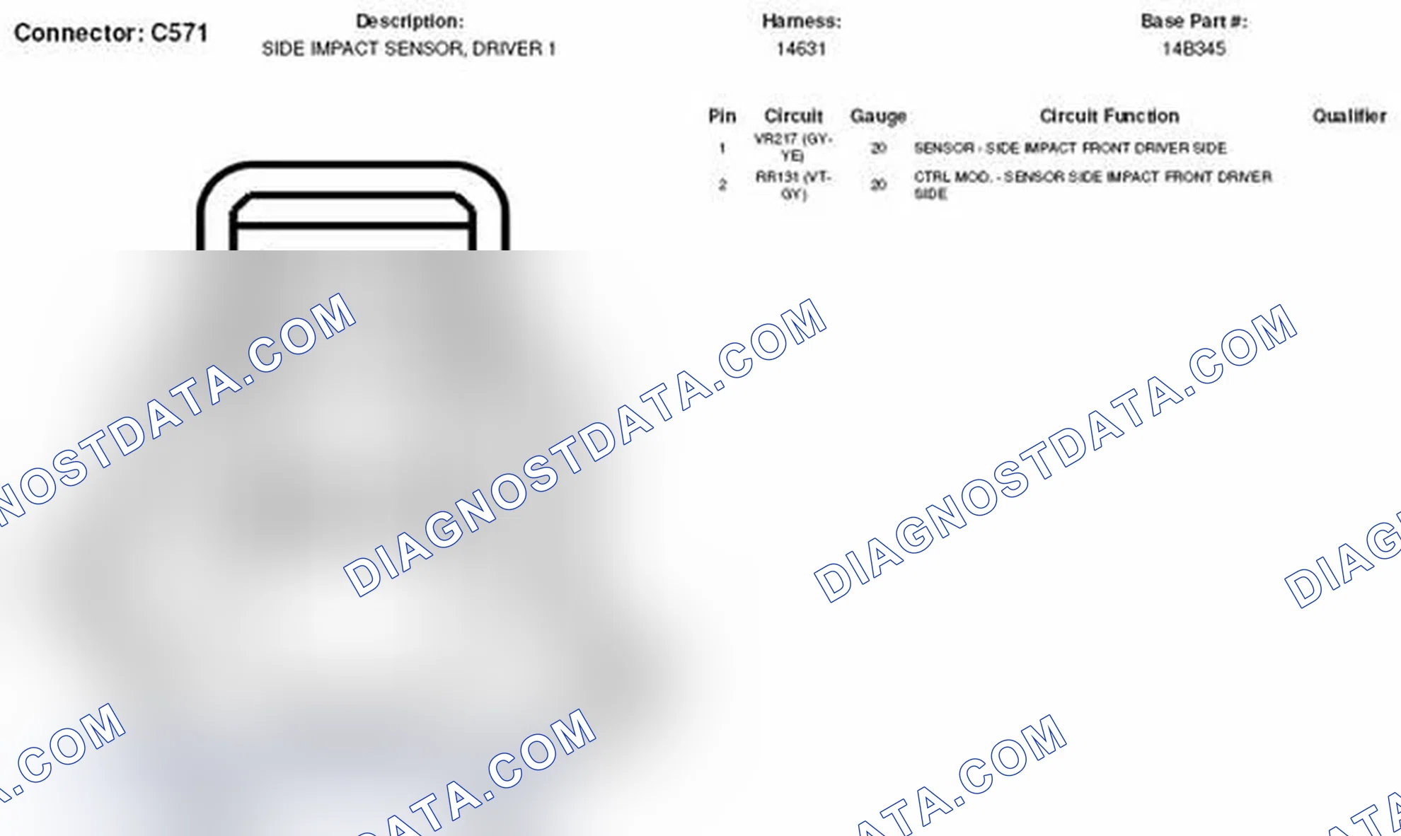 Scheme 152: Driver 1 Side Impact Sensor Connector End View (C571)