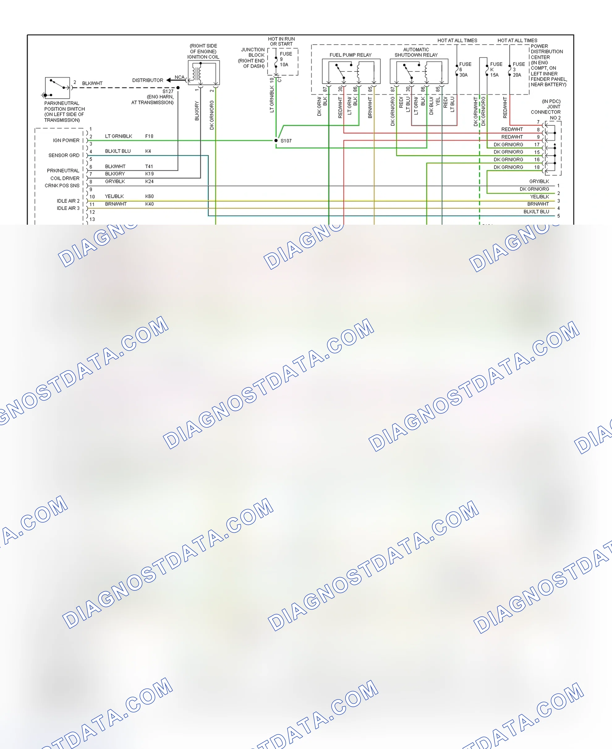 Scheme 43: PCM Wiring Diagram (Ram Pickup - 3.9L, 5.2L & 5.9L - 1 Of 3)