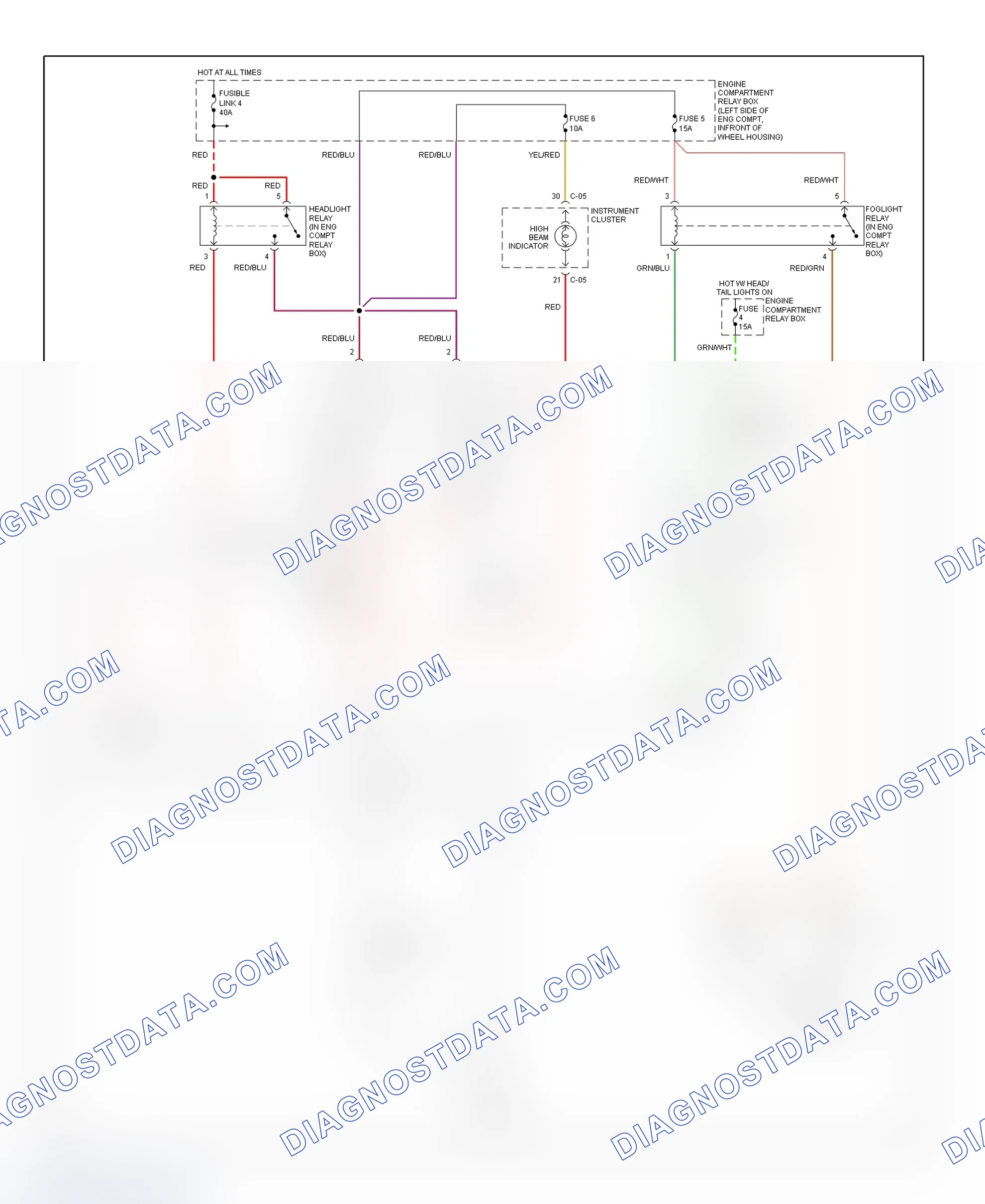 Scheme 1: Headlight System Wiring Diagram (Avenger & Sebring Coupe)