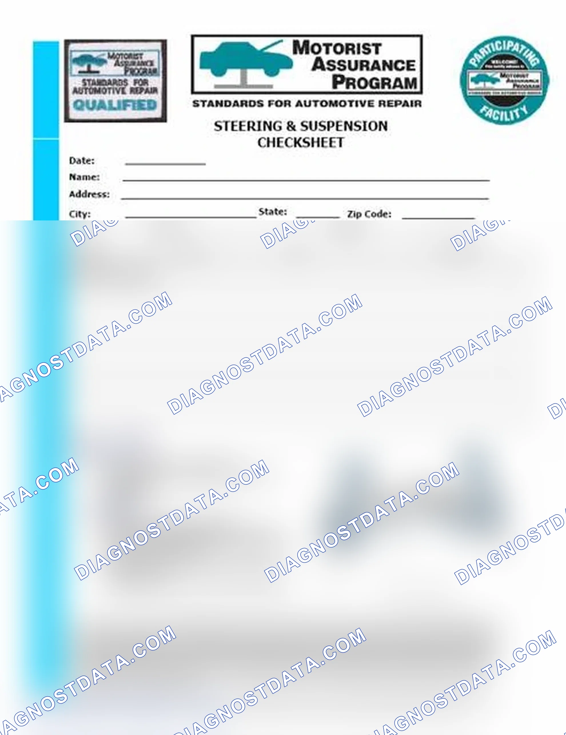Scheme 11: Steering & Suspension Checksheet (1 Of 2)
