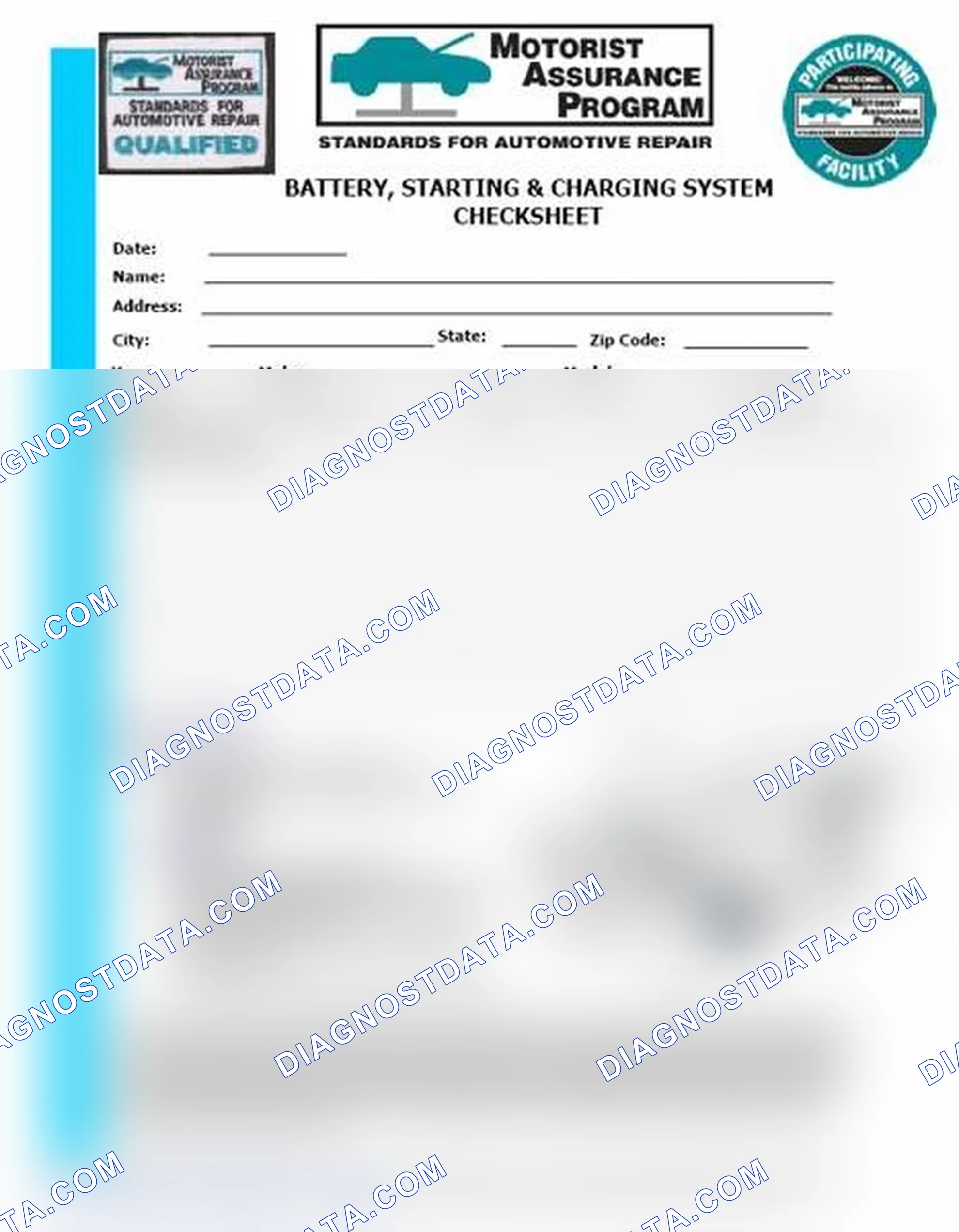 Scheme 3: Battery, Starting & Charging System Checksheet (1 Of 2)