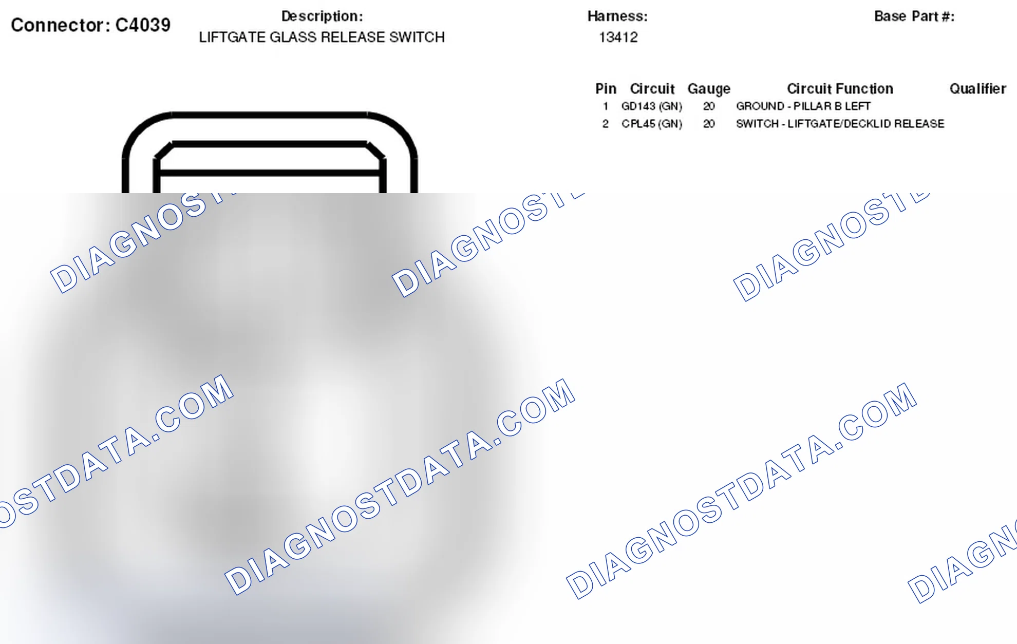 Scheme 380: Liftgate Glass Release Switch Connector End View (C4039)