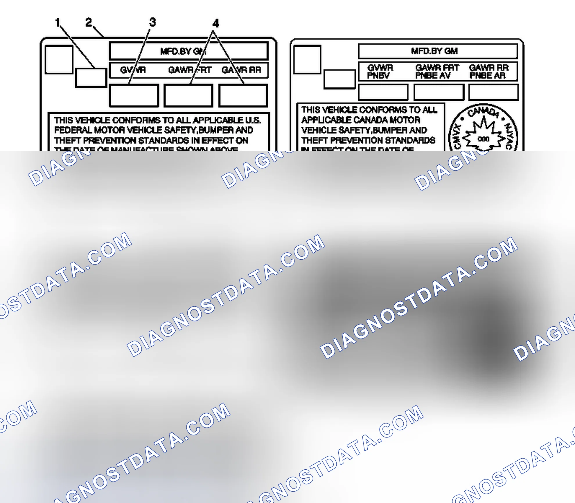 Scheme 2: Vehicle Certification, Tire Place Card, Anti-Theft, and Service Parts ID Label