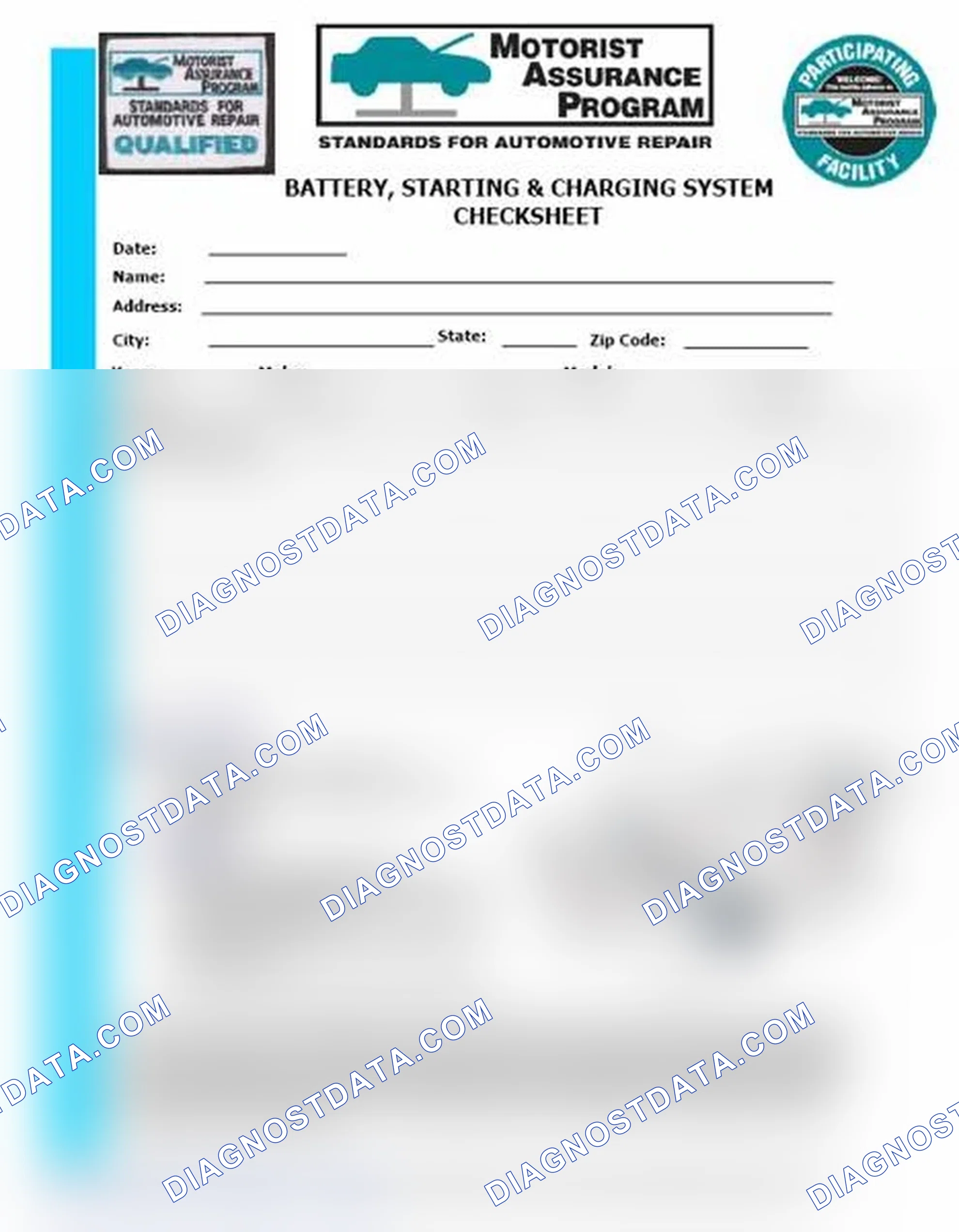Scheme 3: Battery, Starting & Charging System Checksheet (1 Of 2)