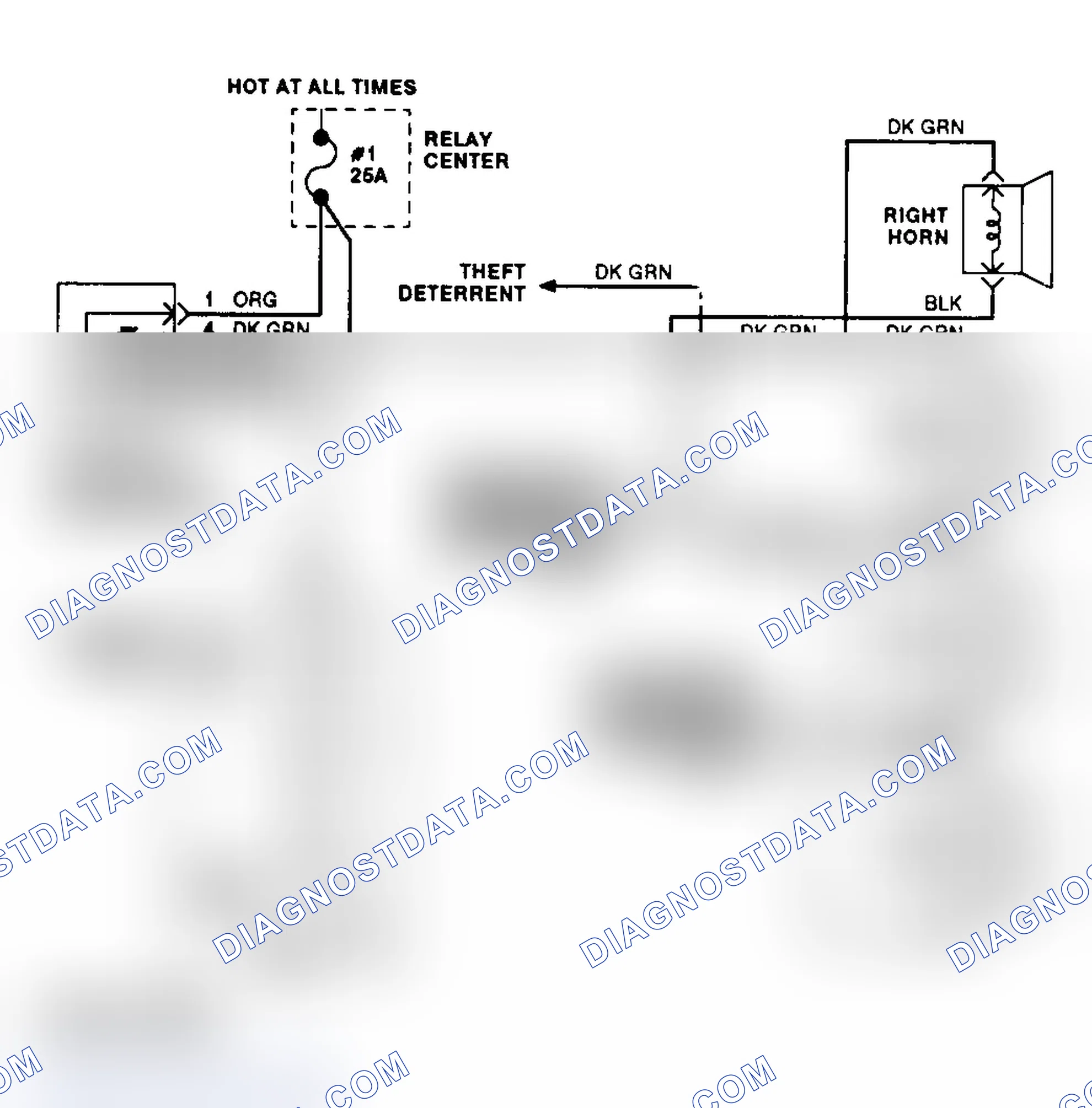 Scheme 16: Horn Circuit Wiring Diagram (DeVille W/O Trunk Pull-Down W/Anti-Theft)