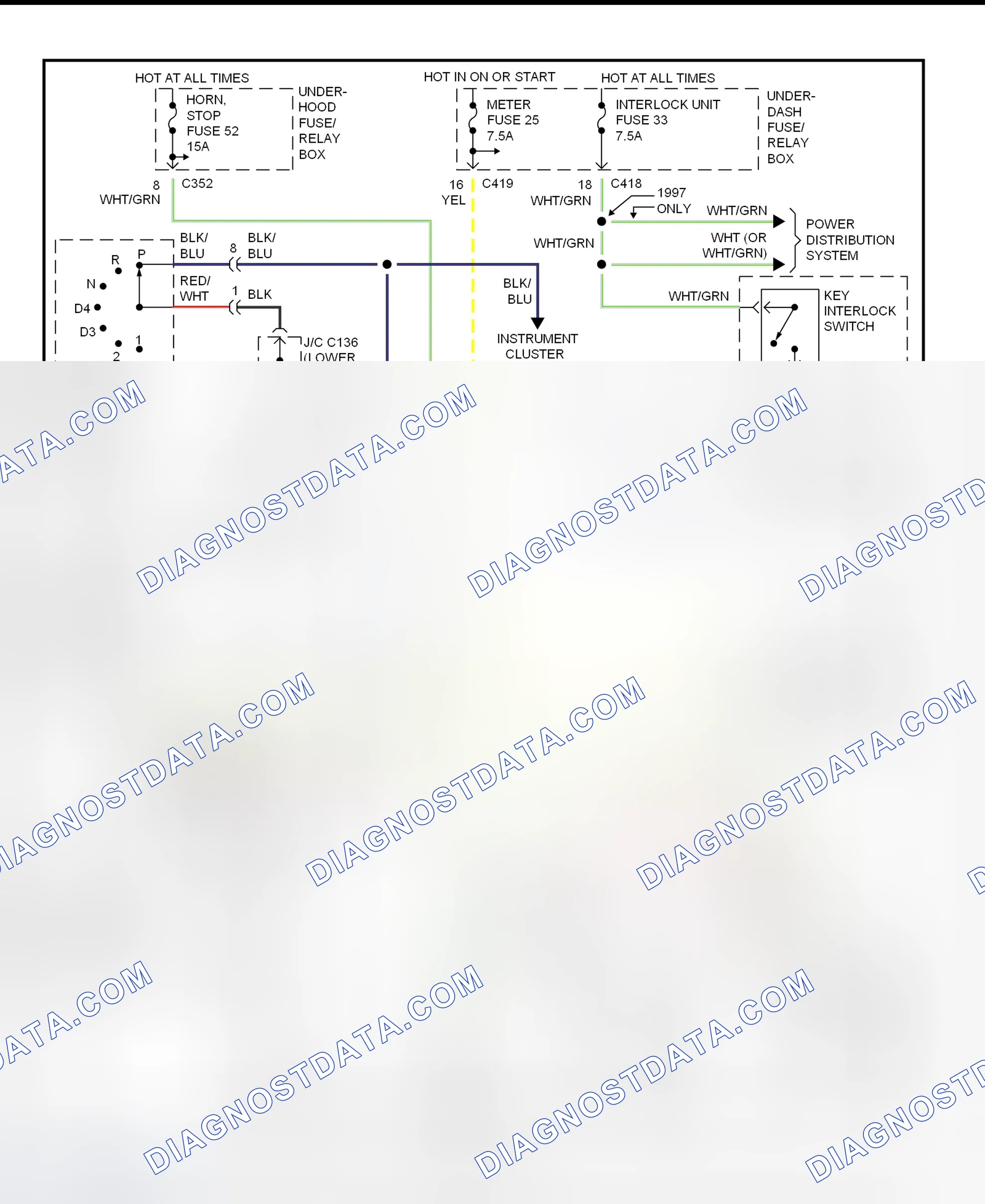Scheme 52: Shift & Key Interlock System Wiring Schematic (1997-98 Honda CR-V)