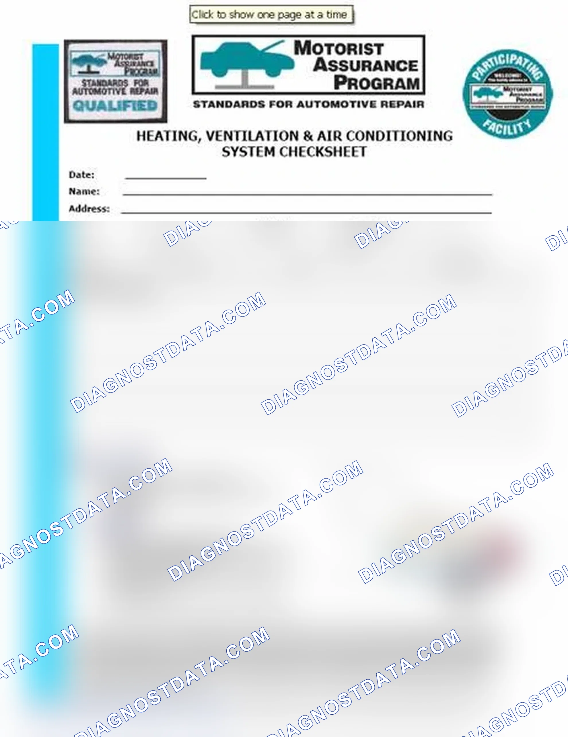 Scheme 15: Heating, Ventilation & Air Conditioning System Checksheet (1 Of 2)