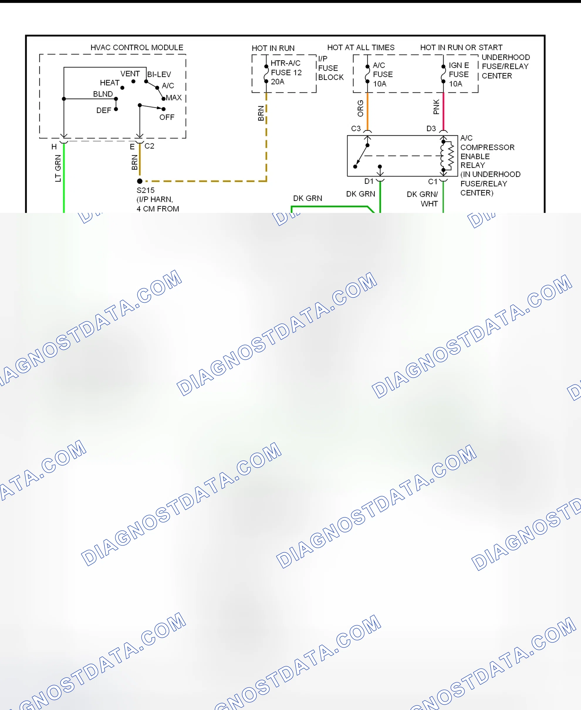 Scheme 16: A/C Compressor Clutch Control Circuit Wiring Diagram ("G" 1500/3500, Express & Savana - Except Diesel Engine)