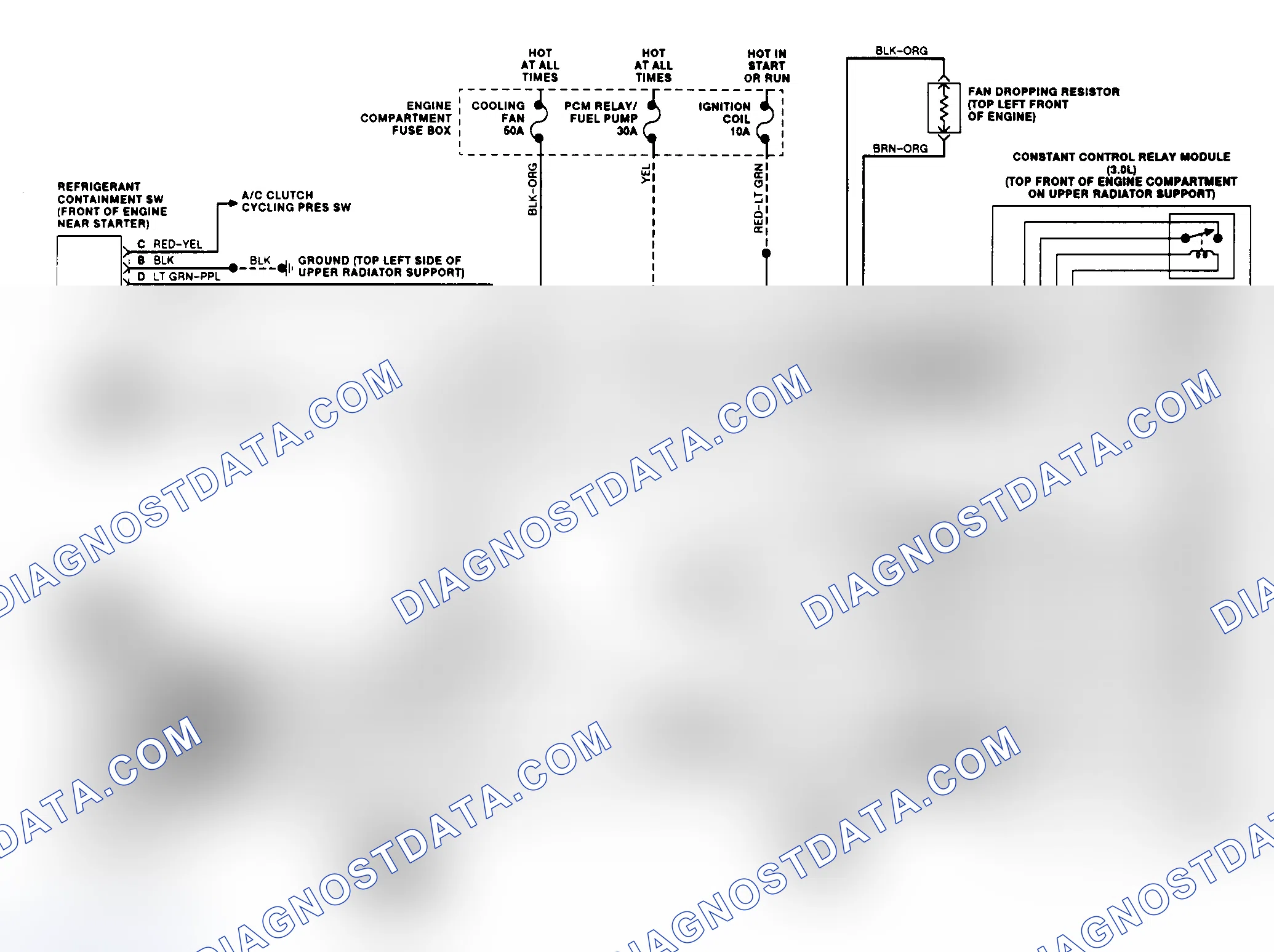 Scheme 9: Electric Cooling Fan Wiring Diagram (Sable 3.0L & Taurus 3.0L Except SHO)