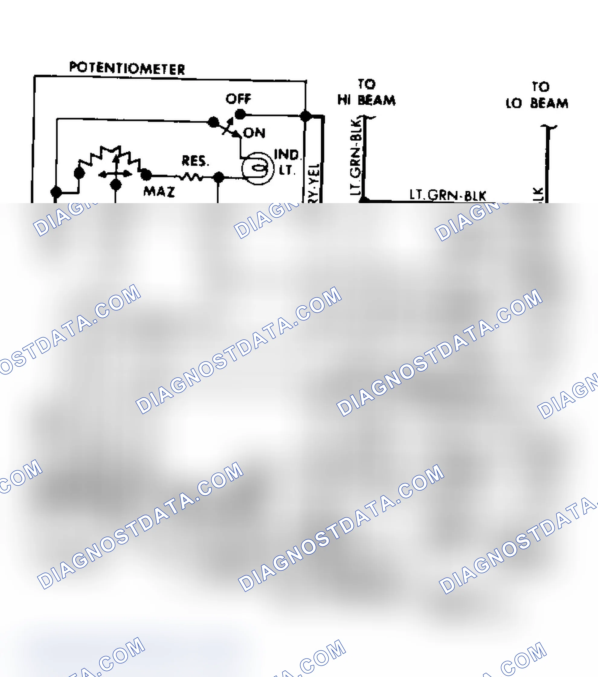 Scheme 5: Continental, Cougar, Mark VII & Thunderbird Headlight Dimmer Wiring Diagram