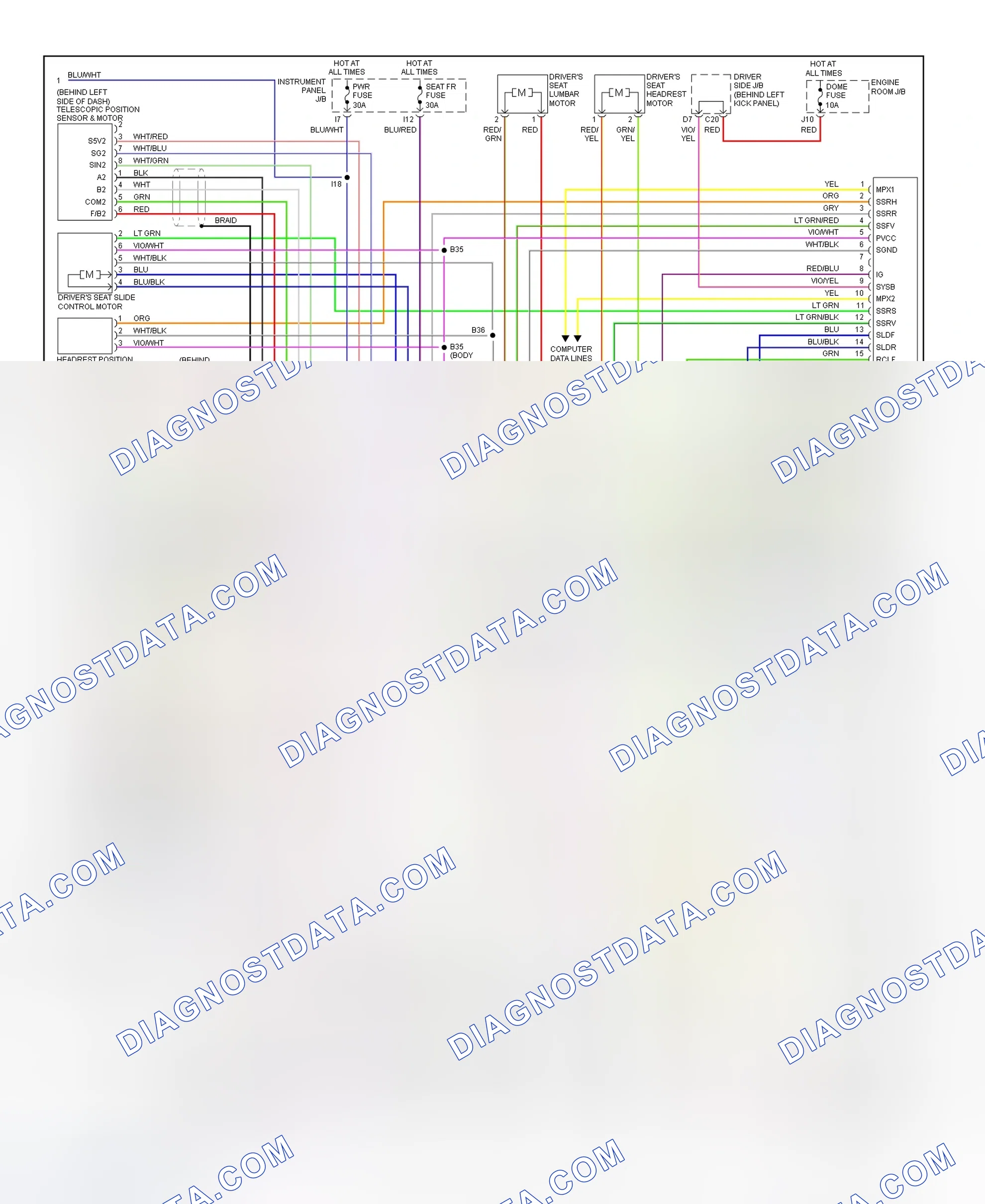 Scheme 6: Memory Mirrors, Seats & Steering Column System Wiring Diagram (LS400 - 2 Of 2)
