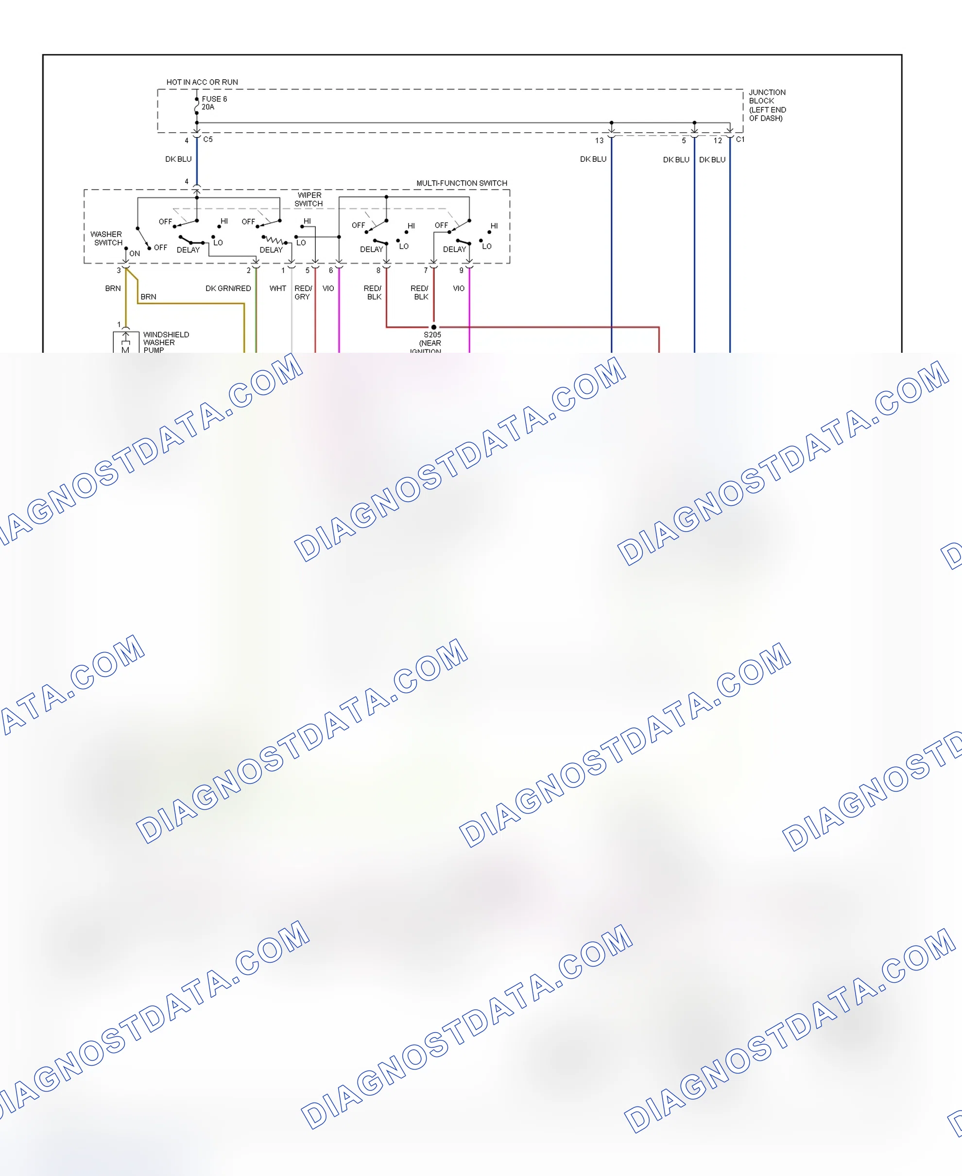 Scheme 3: Front Wiper/Washer System Wiring Diagram (Dakota)