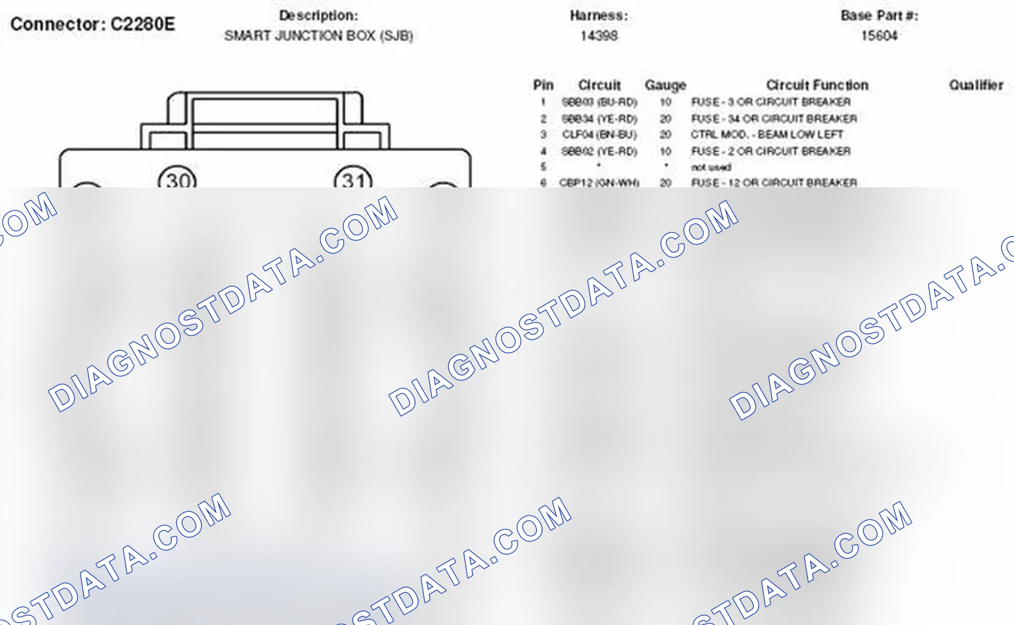 Scheme 317: Smart Junction Box Connector End View (C2280E)
