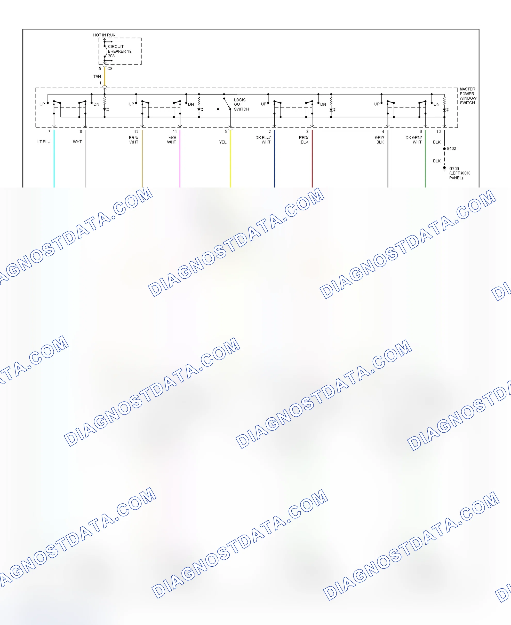 Scheme 3: Power Window System Wiring Diagram