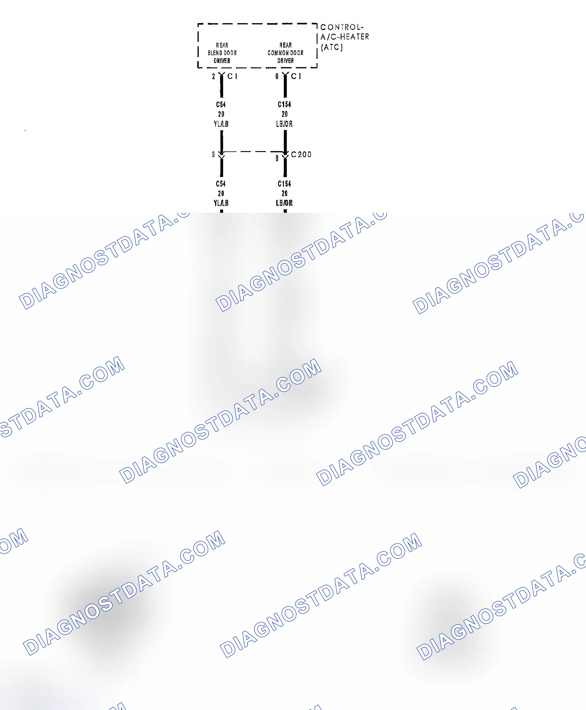 Scheme 152: B1055-REAR BLEND DOOR CONTROL CIRCUIT OPEN (ATC)