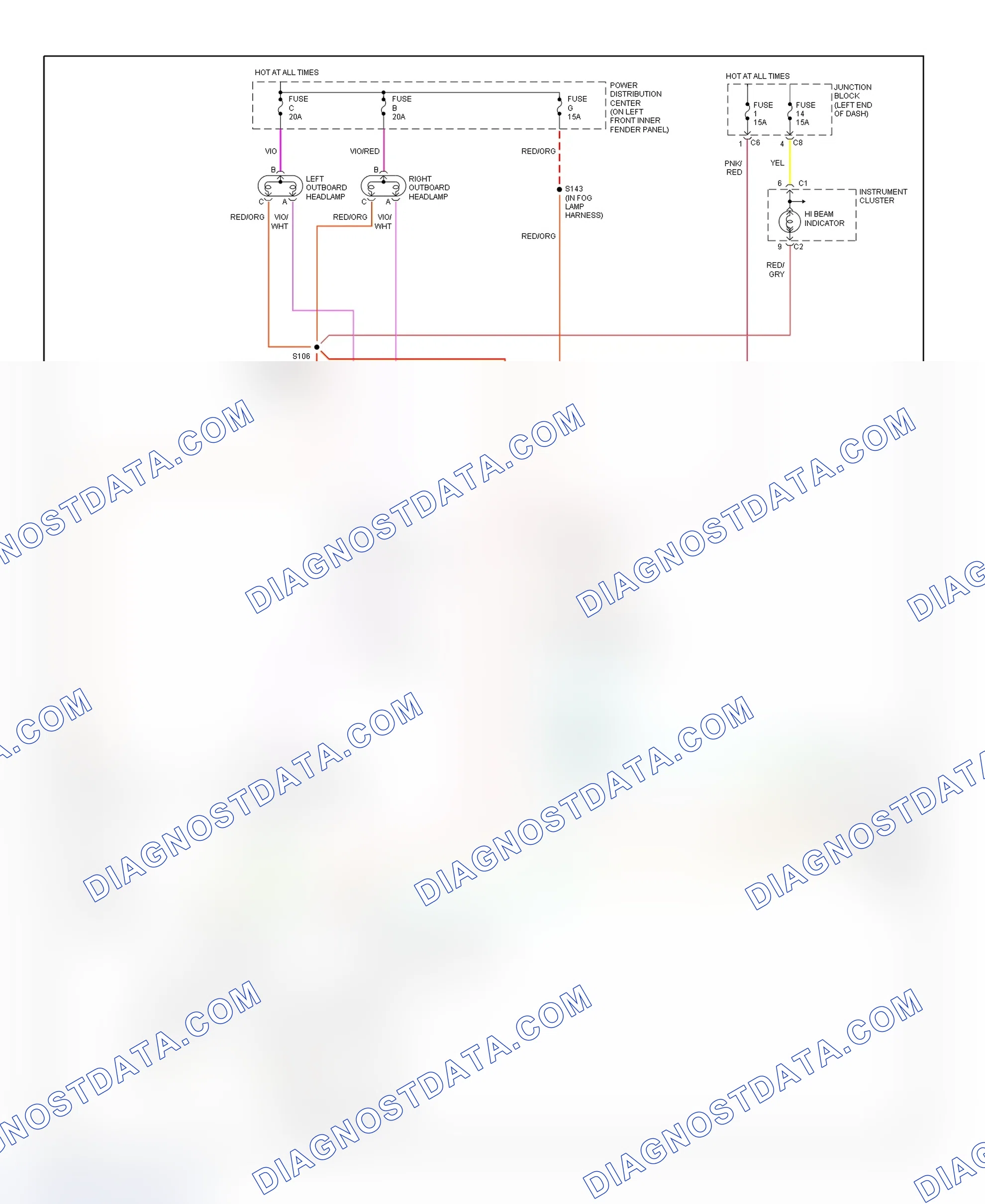 Scheme 10: Headlight System Wiring Diagram (Ram Pickup - Without Quad Headlights)