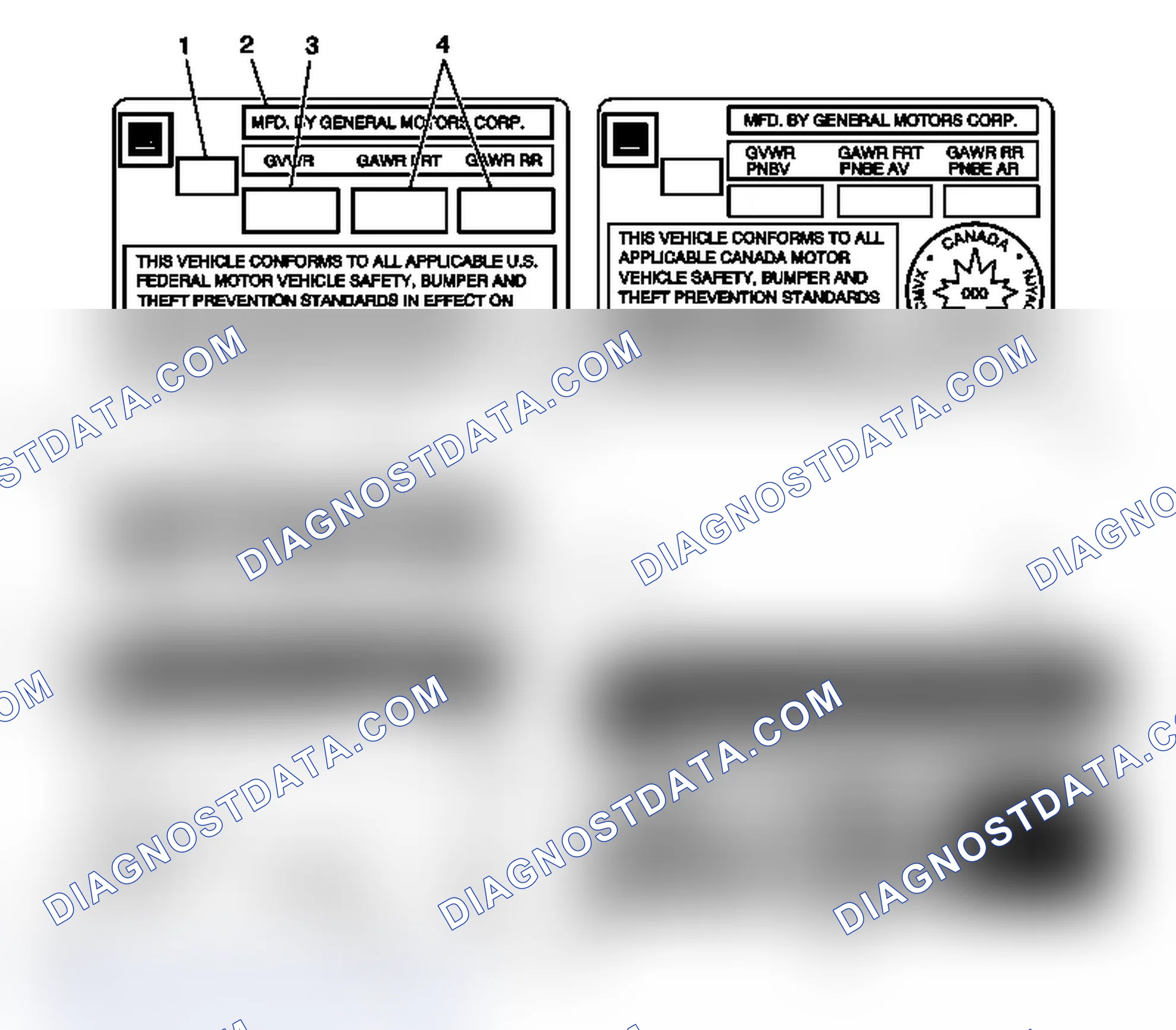 Scheme 2: Vehicle Certification, Tire Placard, Anti-Theft, and Service Parts ID Label
