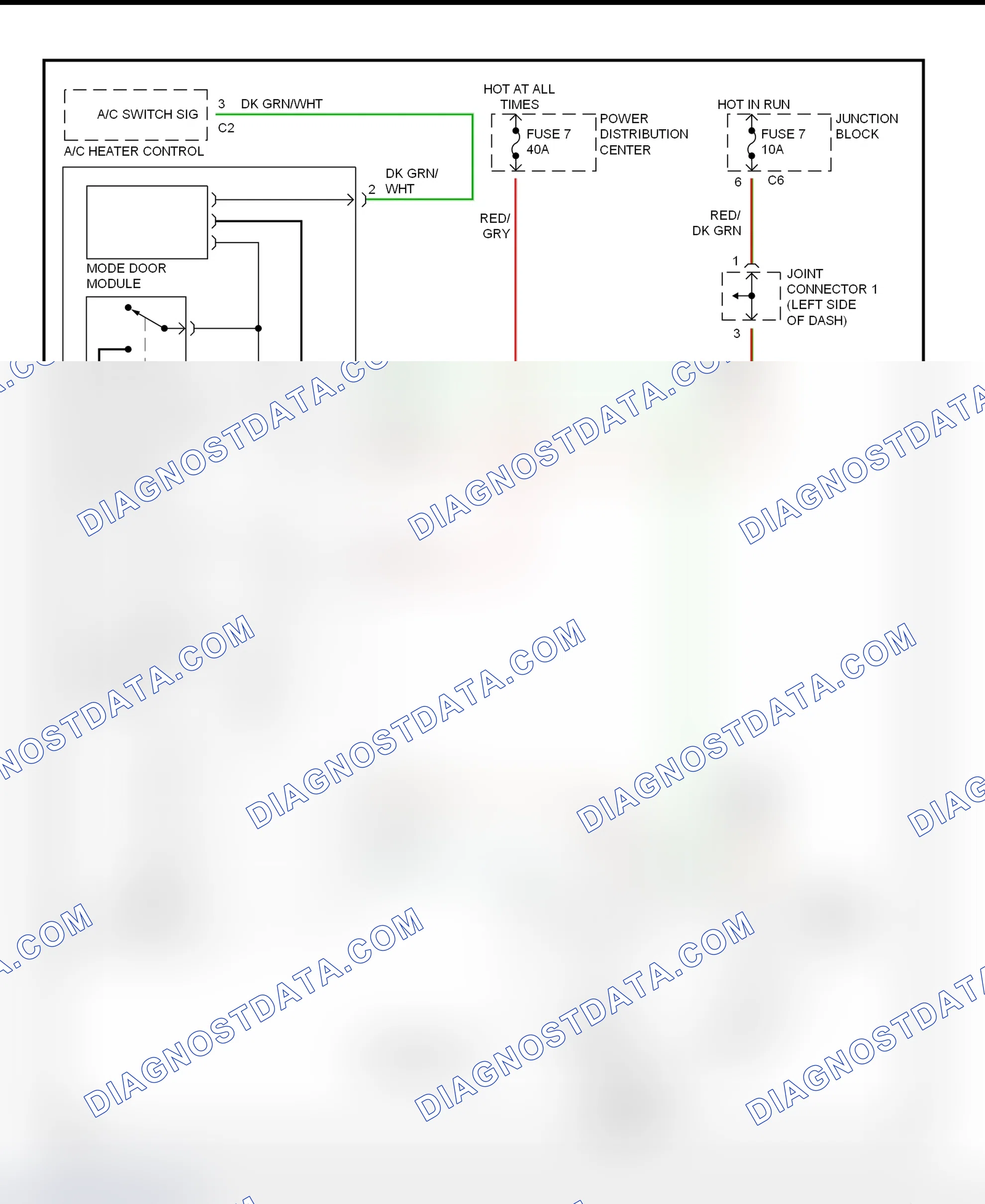 Fig. 9: Manual A/C-Heater System Wiring Diagram (Rear Assembly)