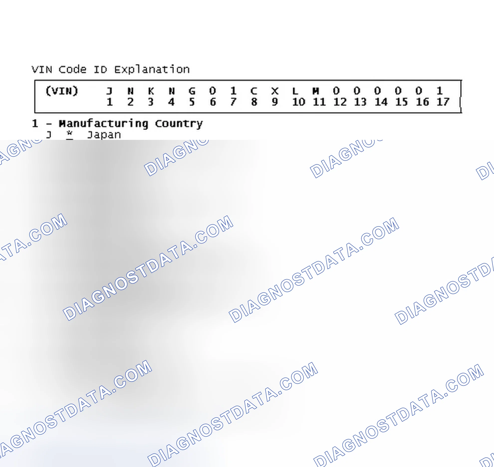 Scheme 1: VIN Code ID Explanation