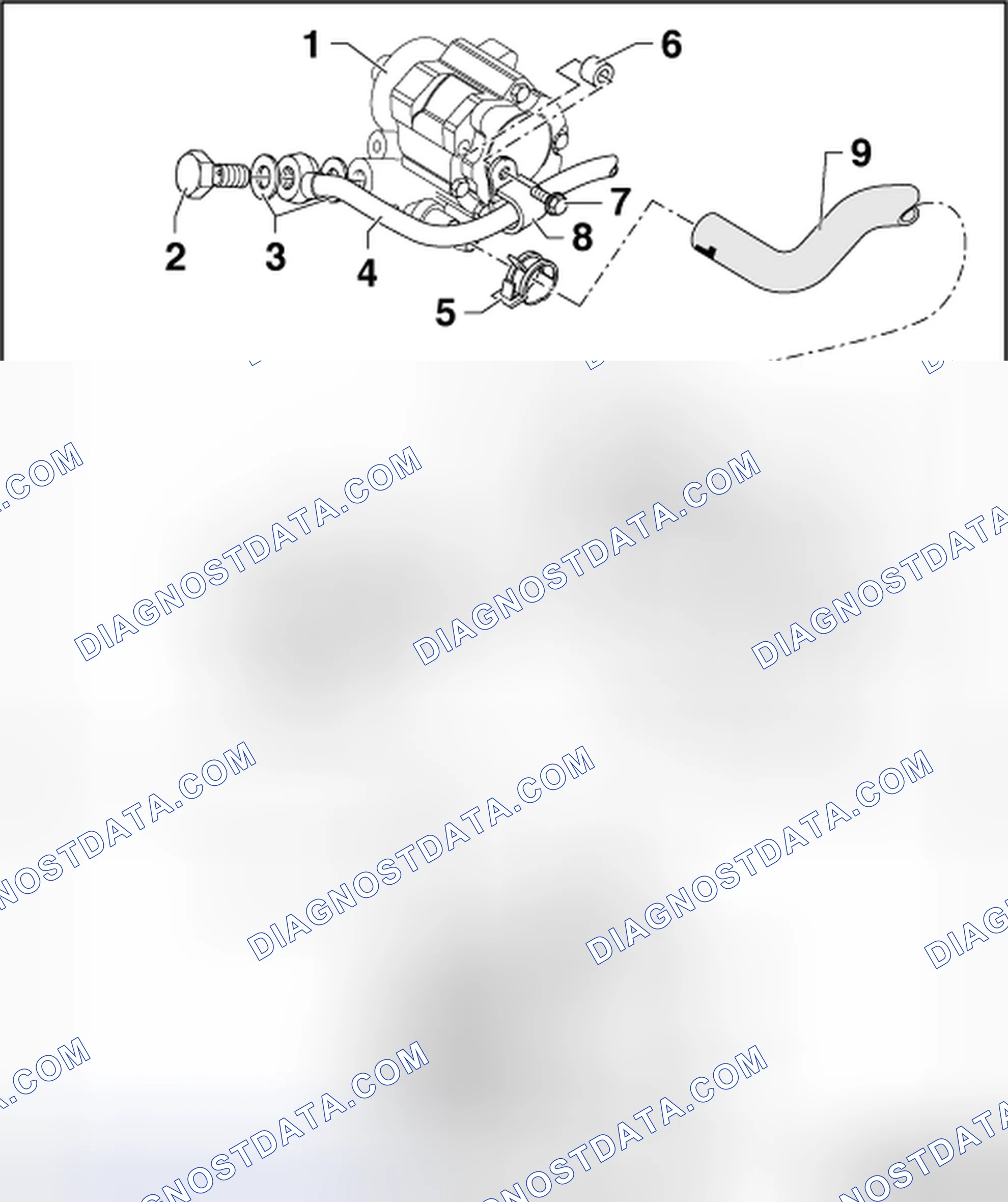 Scheme 9: PRESSURIZED LINE AND INTAKE HOSE OVERVIEW (VEHICLES WITH TDI PUMP INJECTOR ENGINE)