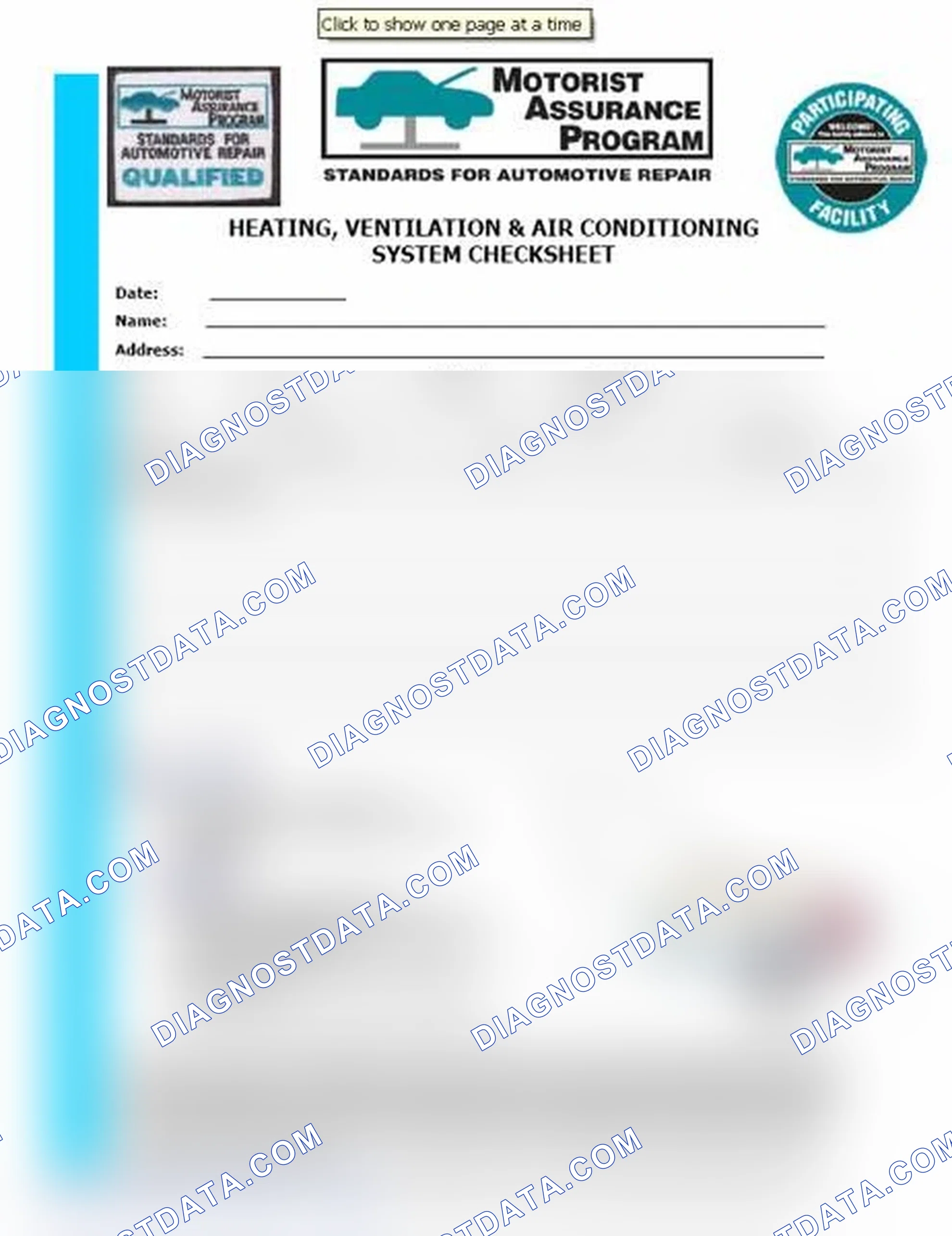 Scheme 15: Heating, Ventilation & Air Conditioning System Checksheet (1 Of 2)