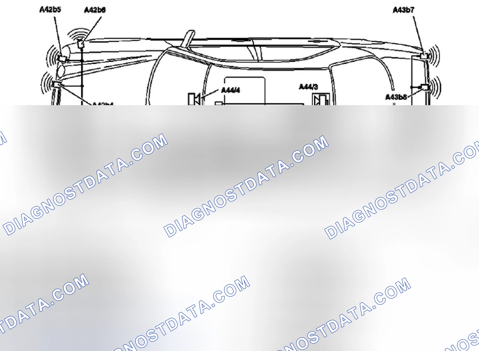 Scheme 18: Parktronic system (PTS), location of components - GF54.65-P-0001-02B
