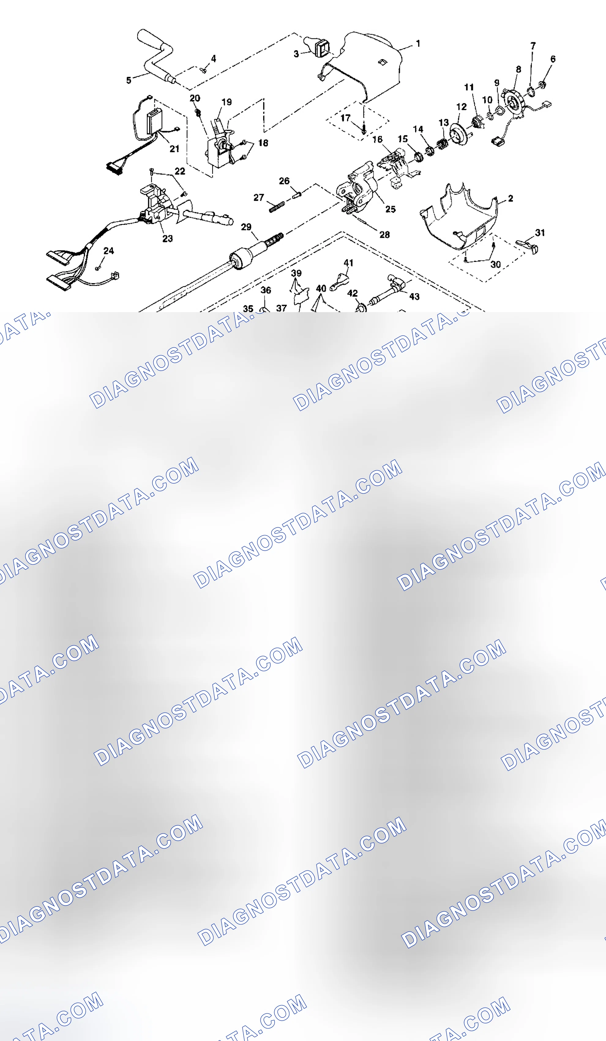 Scheme 1: Steering Column Disassembled View (Column Shift Lean Shaft)