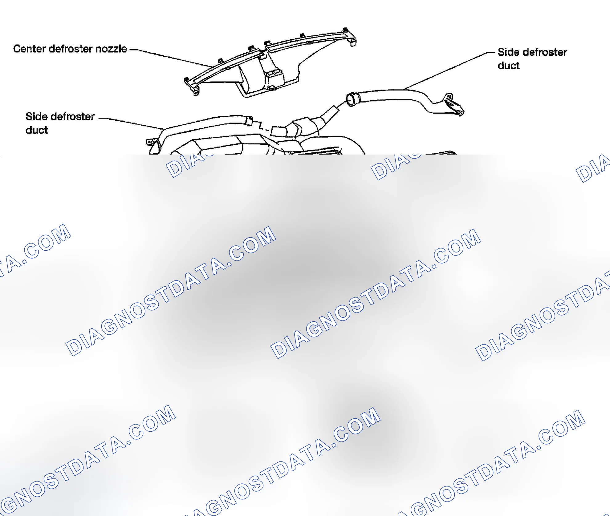 Scheme 160: Ventilator Duct, Defroster Nozzle and Defroster Ducts