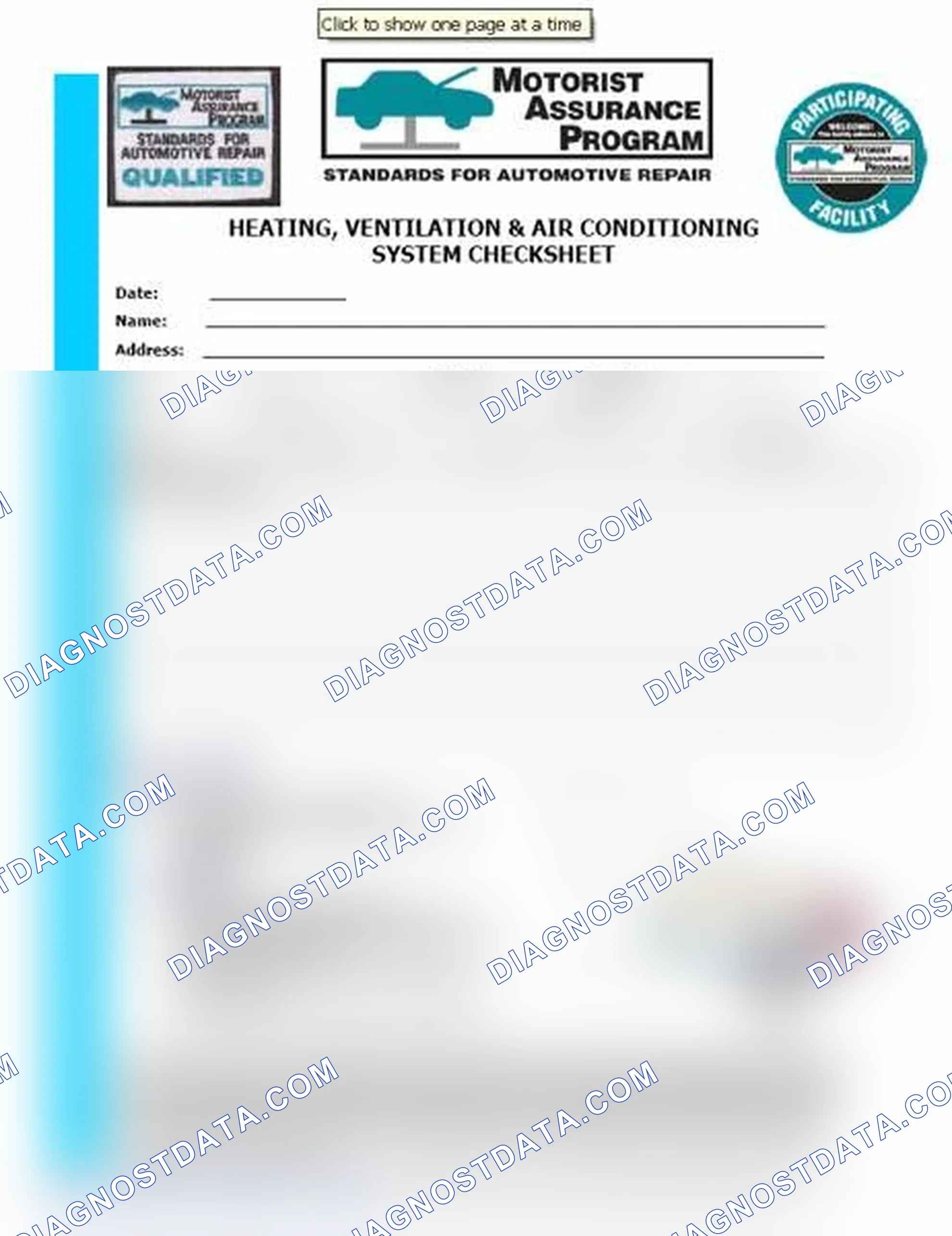 Scheme 15: Heating, Ventilation & Air Conditioning System Checksheet (1 Of 2)