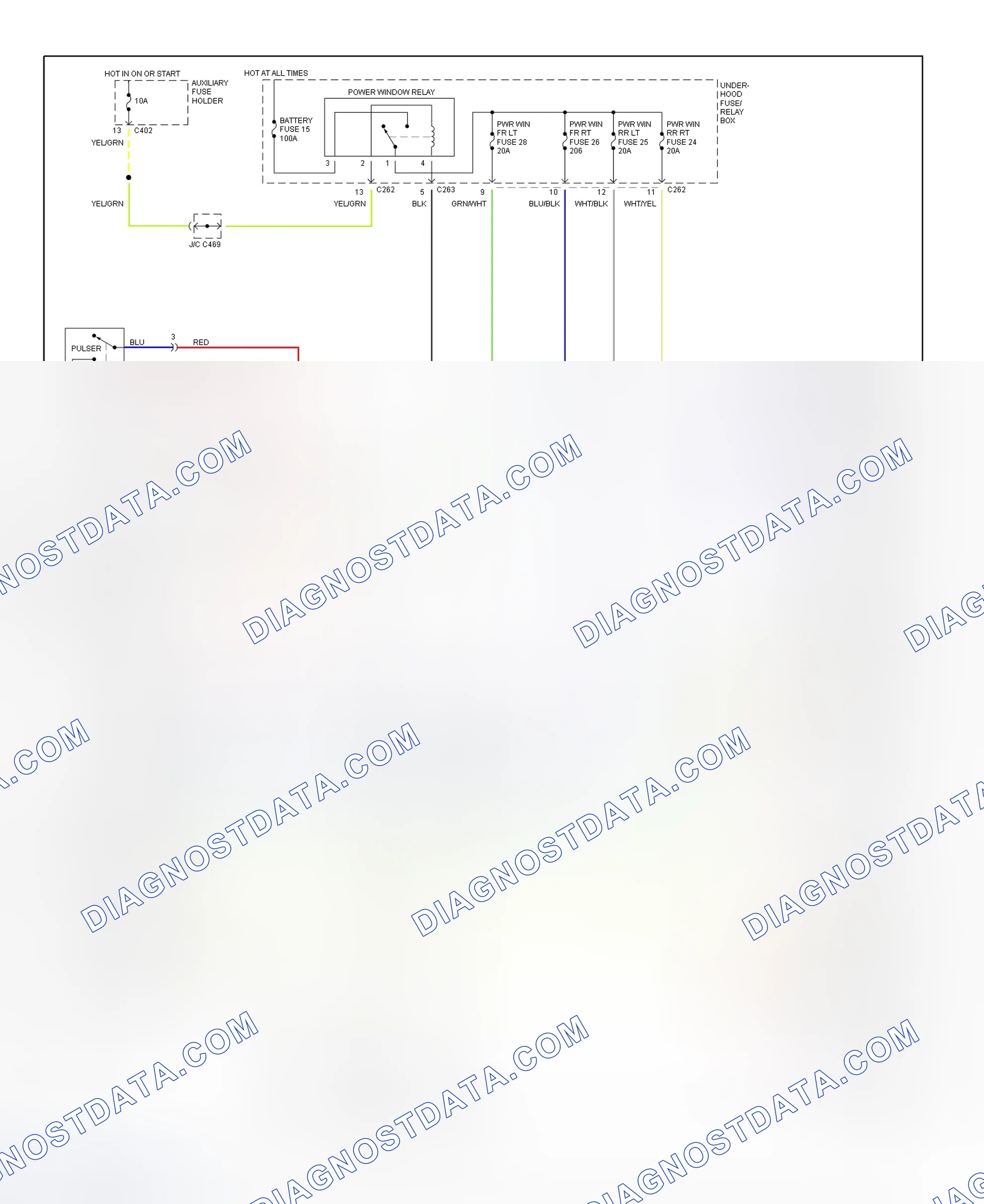 Fig. 6: Power Windows System Wiring Diagram (Oasis)