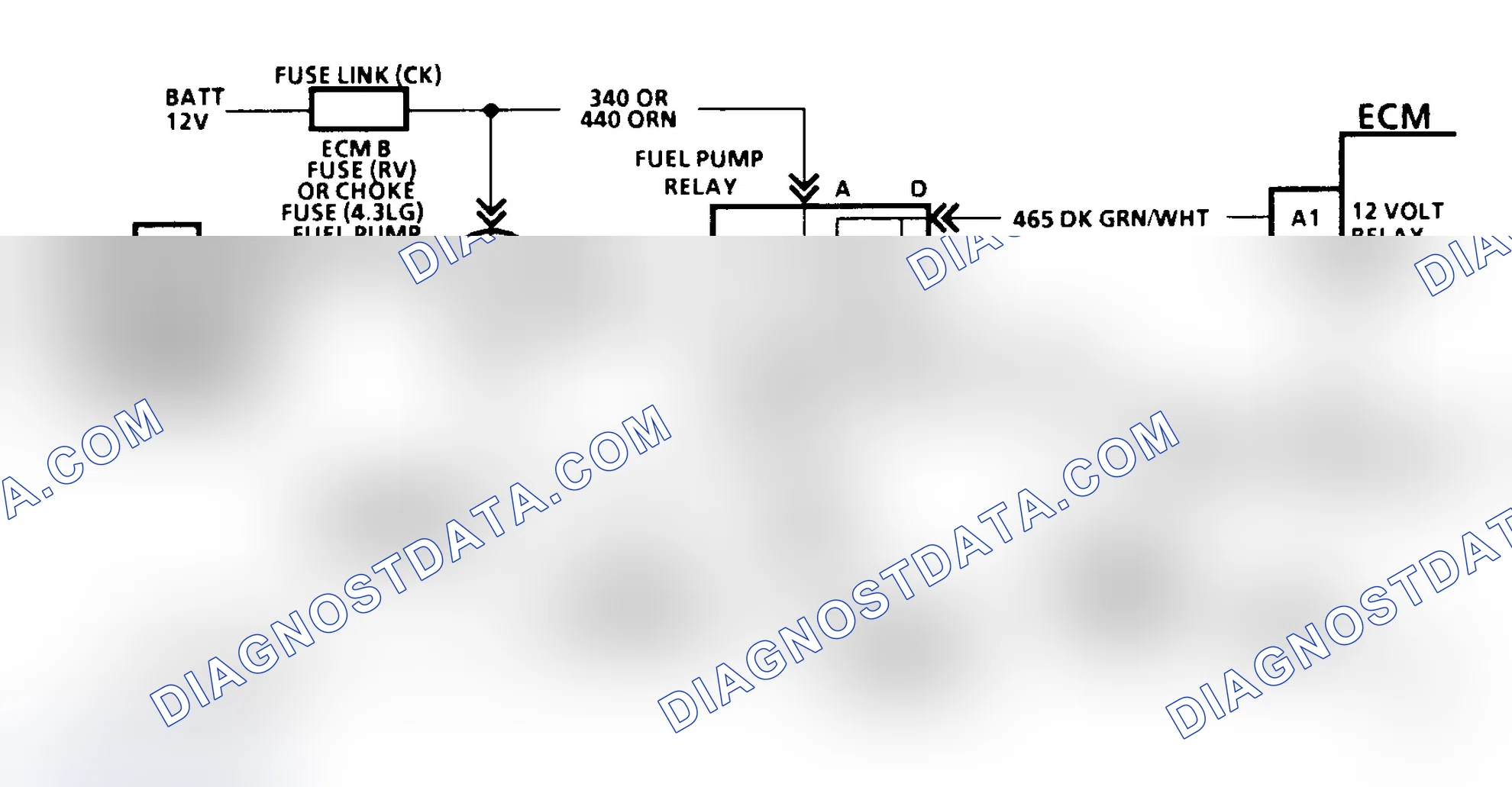 Scheme 64: Code 54 Schematic (C, K, R, V, G, & P Series W/O 4L80-E Trans) Fuel Pump Circuit