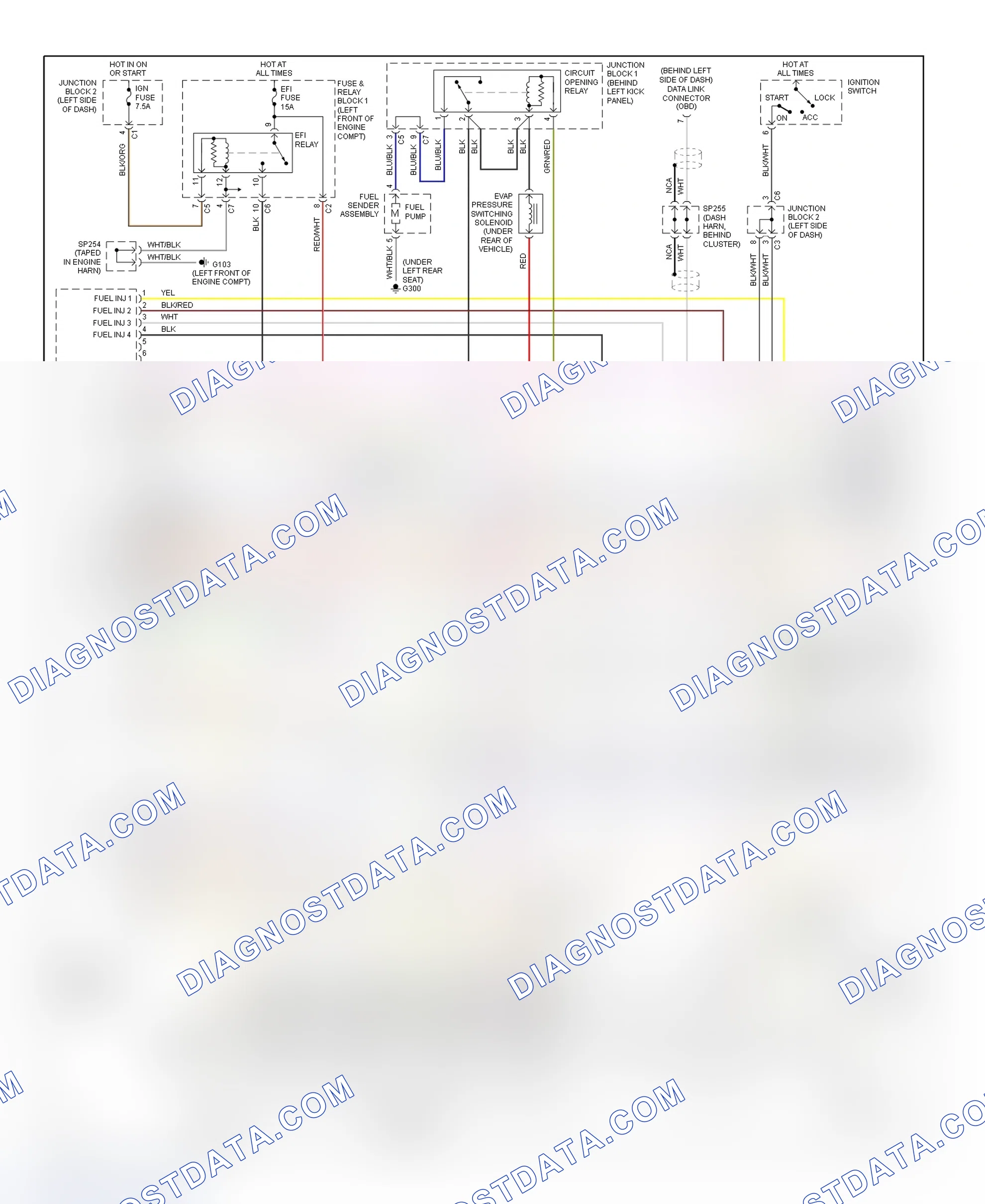 Scheme 190: PCM Wiring Diagram (Prizm - 1.8L With 4-Speed A/T - 1 Of 3)