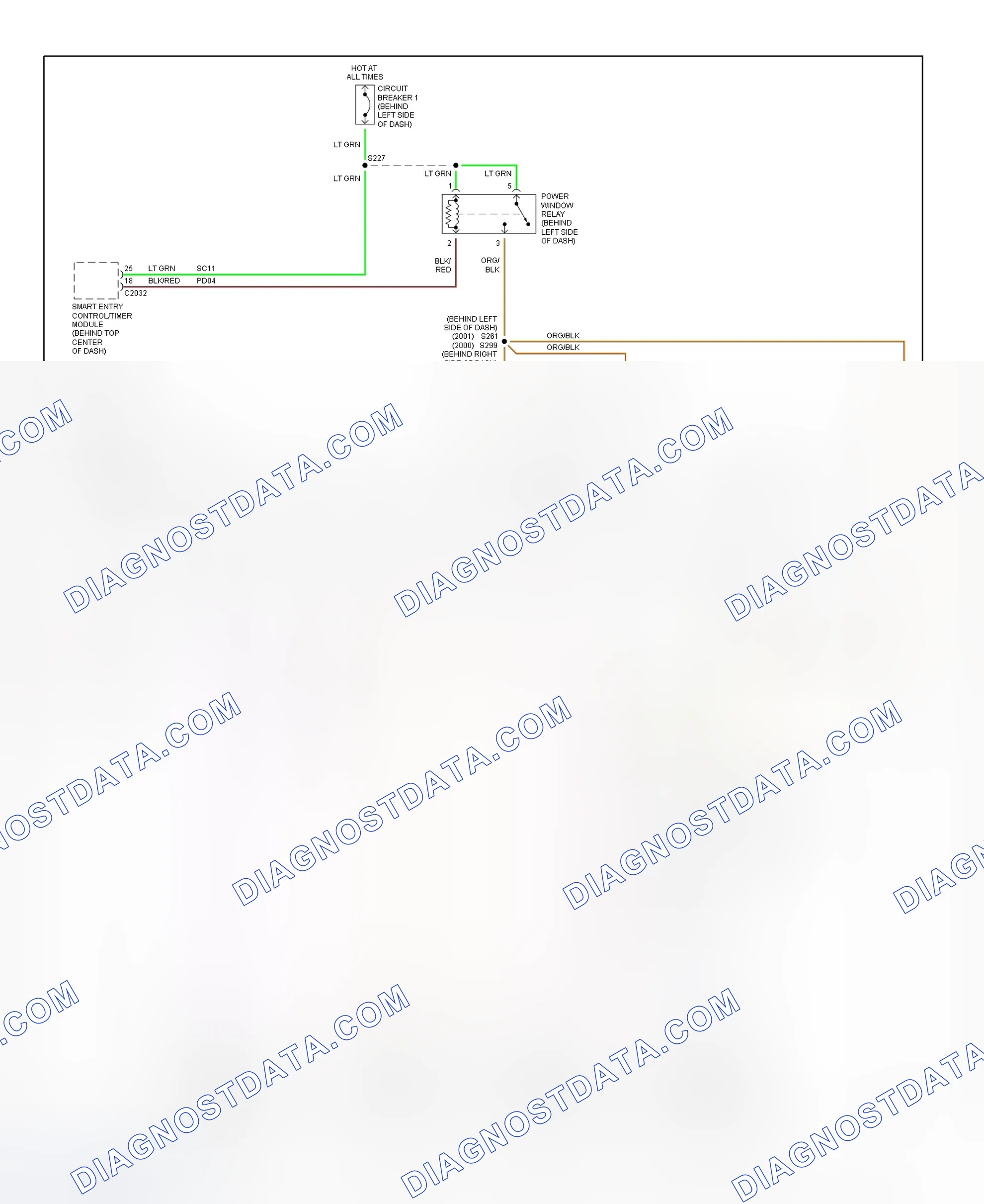 Fig. 8: Power Window System Wiring Diagram (2000-2001 Villager)