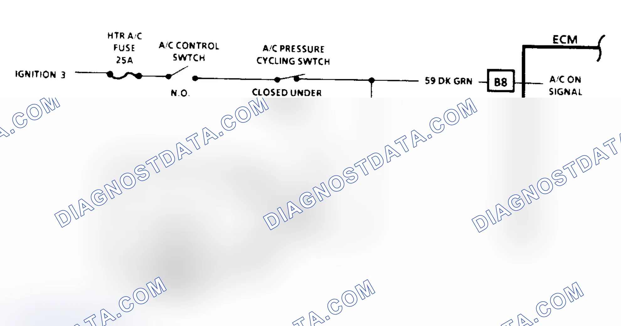 Scheme 126: A/C On Signal Diagnosis (4.3L, 5.0L, 5.7L, 7.4L Engines) - Flow Chart & Schematic
