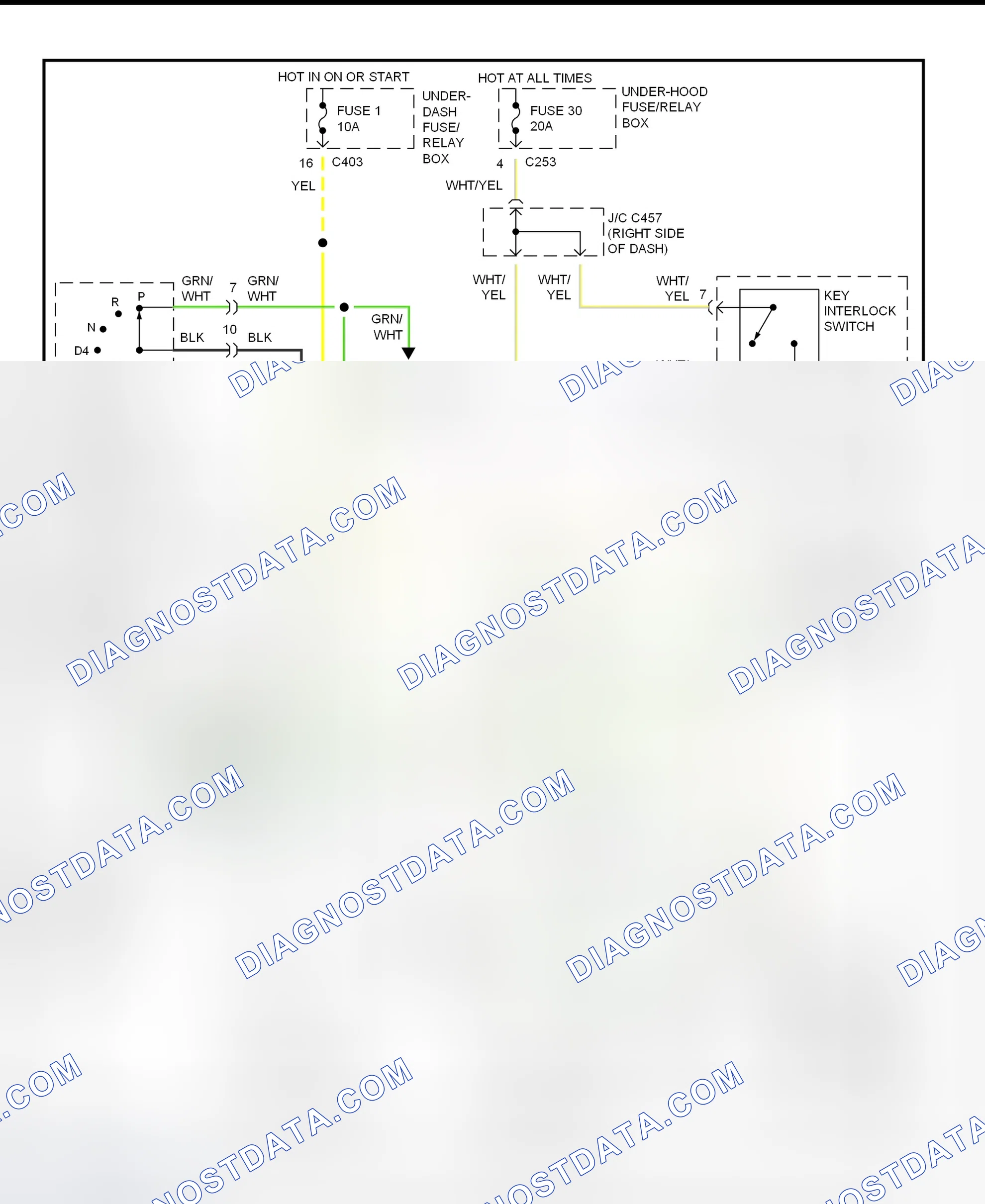 Scheme 51: Shift & Key Interlock System Wiring Schematic (1997 Acura 3.0CL)