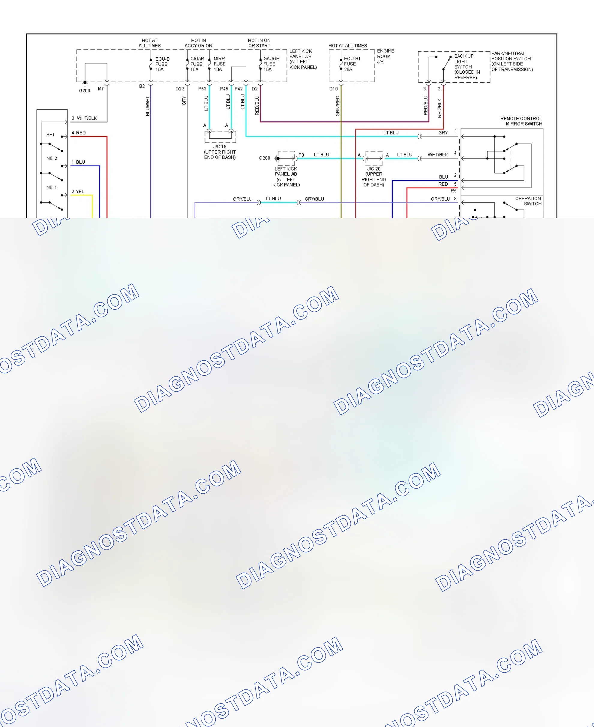 Scheme 7: Memory Mirrors, Seats & Steering Column System Wiring Diagram (LX470 - 1 Of 2)