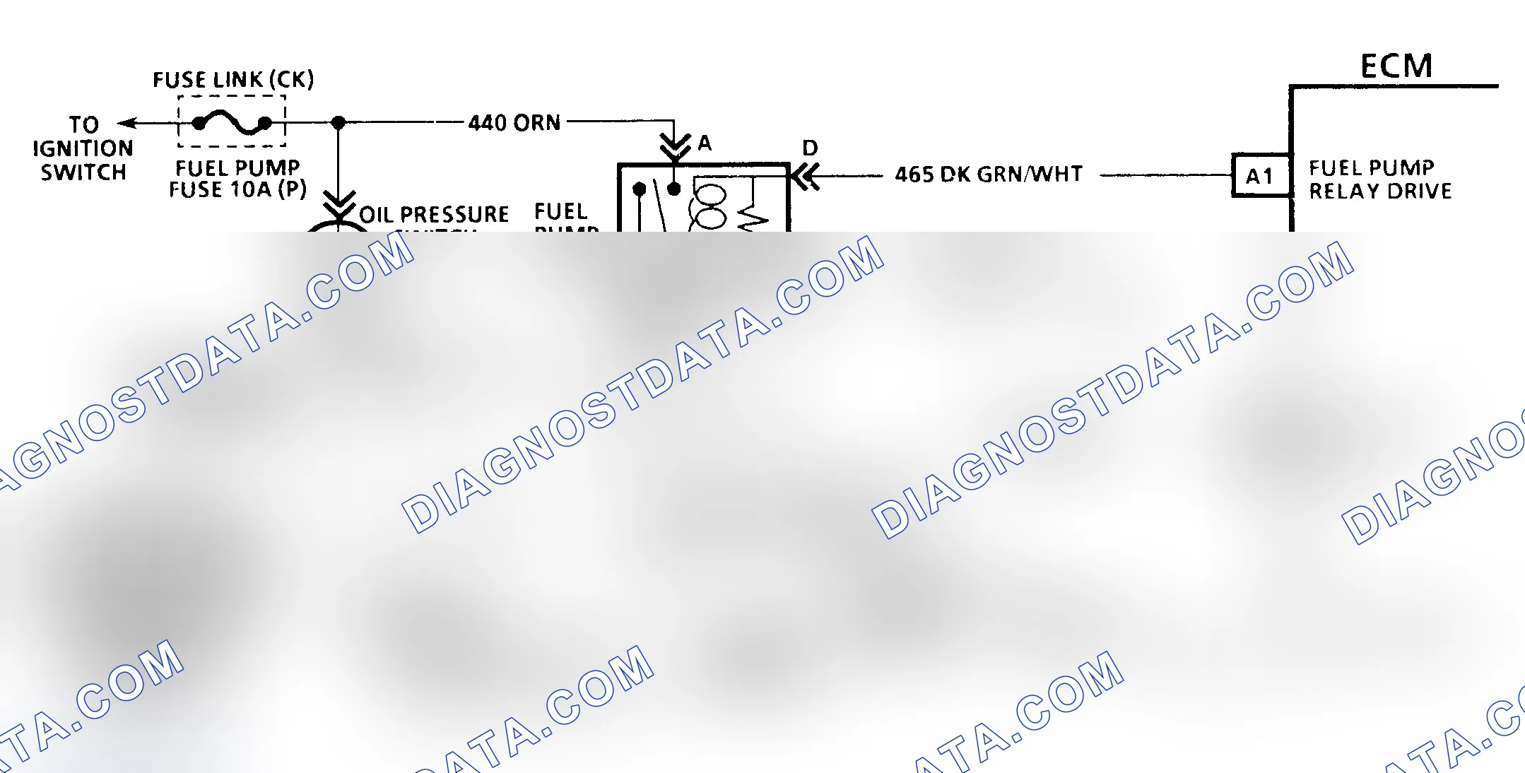 Scheme 320: CODE 54, Schematic, Fuel Pump Circuit (3.1L & 4.3L C, K & P Series W/ M/T)