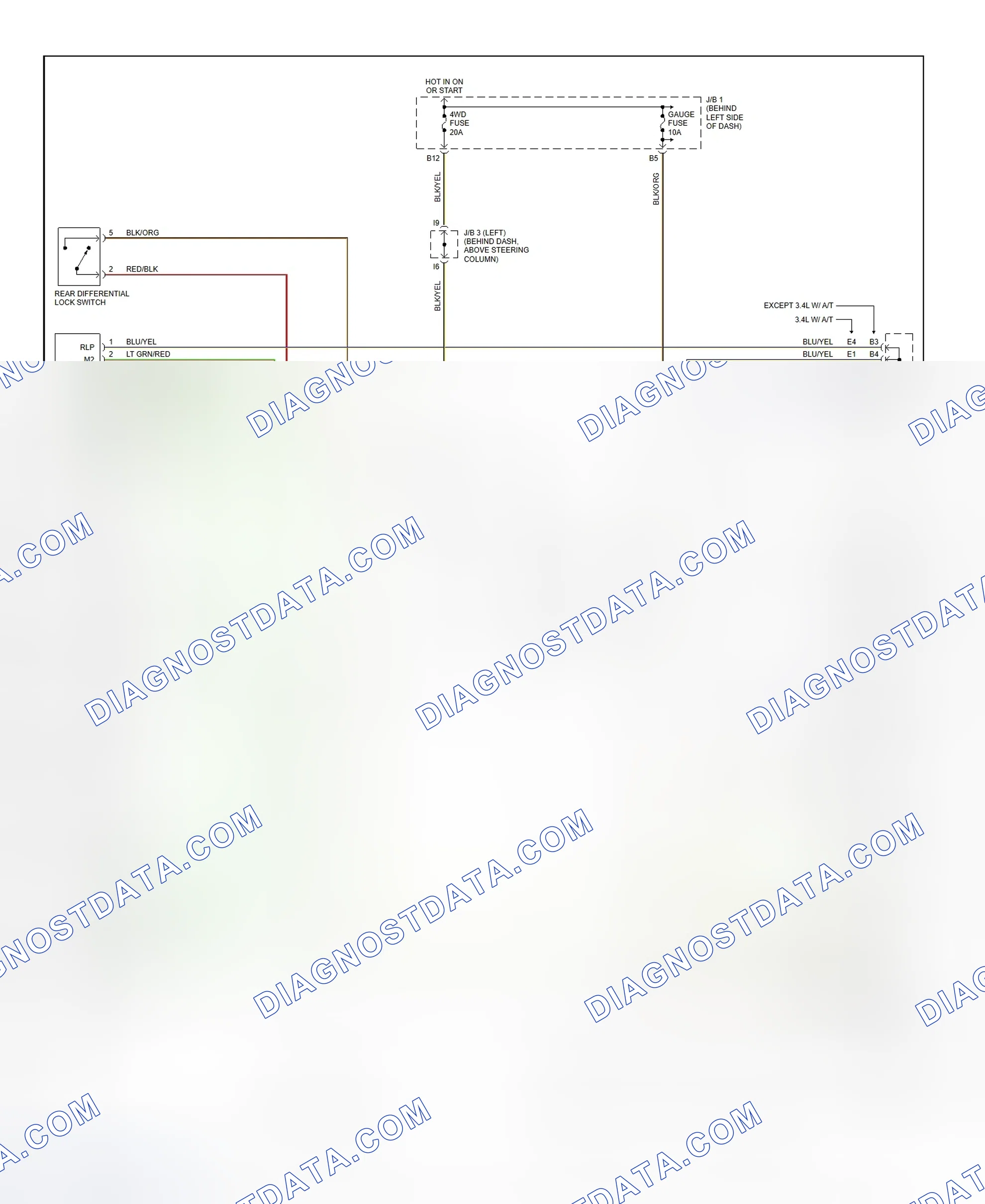 Scheme 56: Rear Differential Lock System Wiring Diagram (2000 Tacoma - Except California)