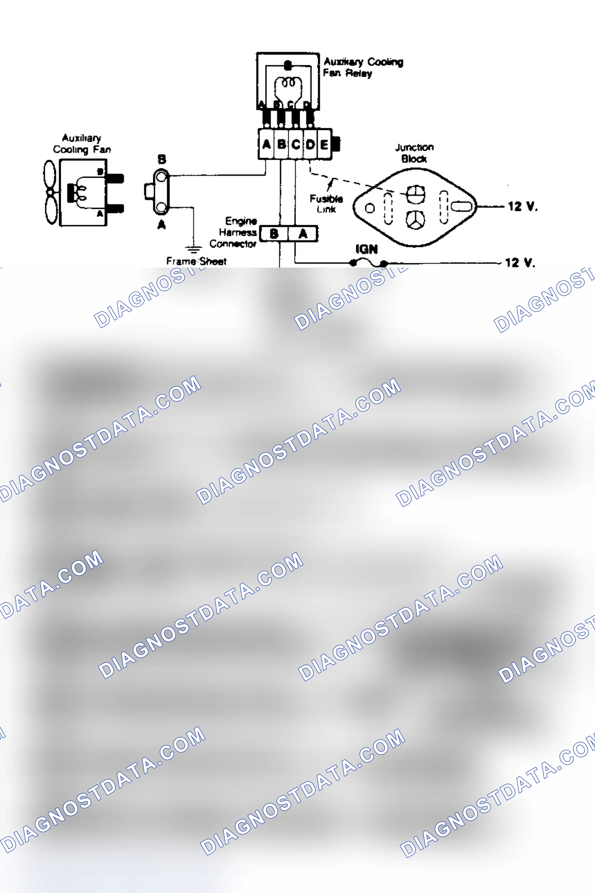 Scheme 50: Cooling Fan Circuit Schematic & Flow Chart (7.4L G, C & K Series With A/C)