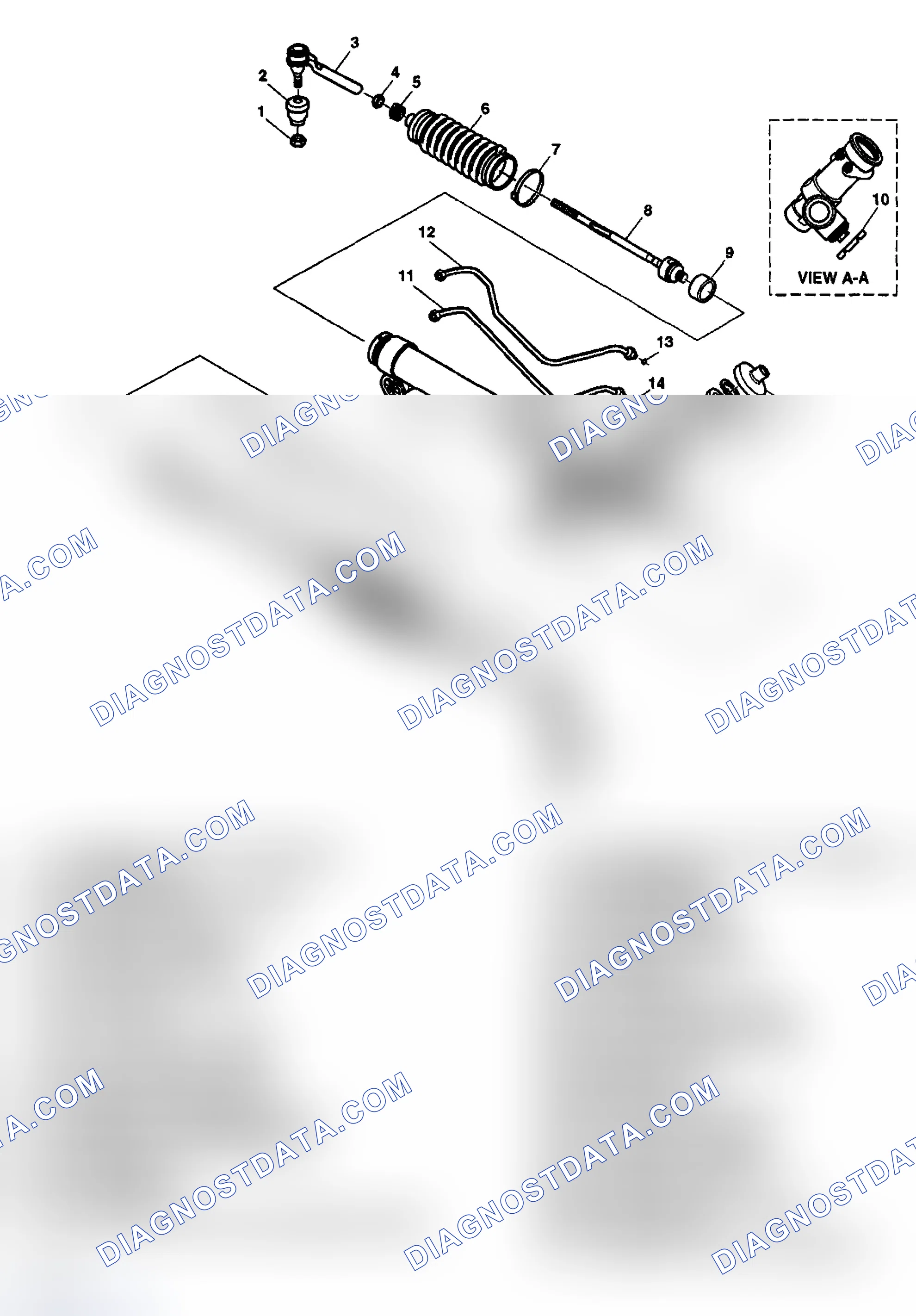 Scheme 4: Power Steering Gear Disassembled View (Rack and Pinion)