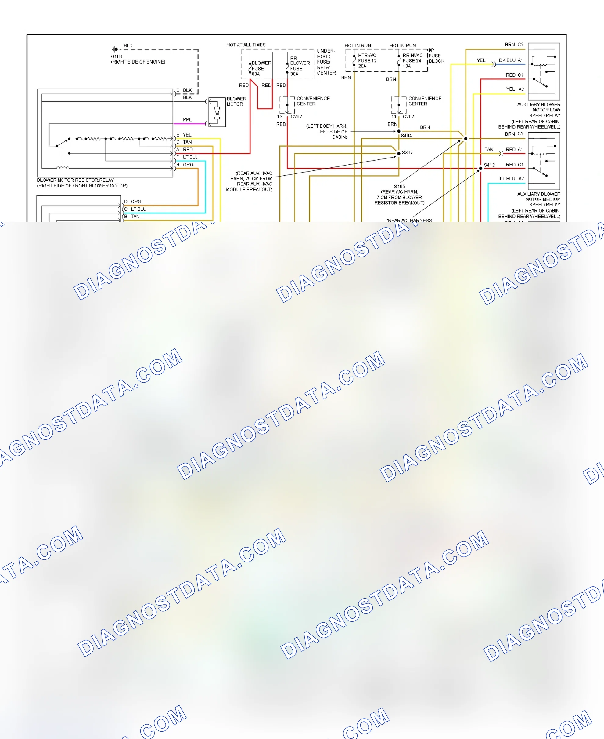 Scheme 16: Manual A/C-Heater System Wiring Diagram ("G" 1500/3500, Express & Savana - Passenger Van - Except Diesel)