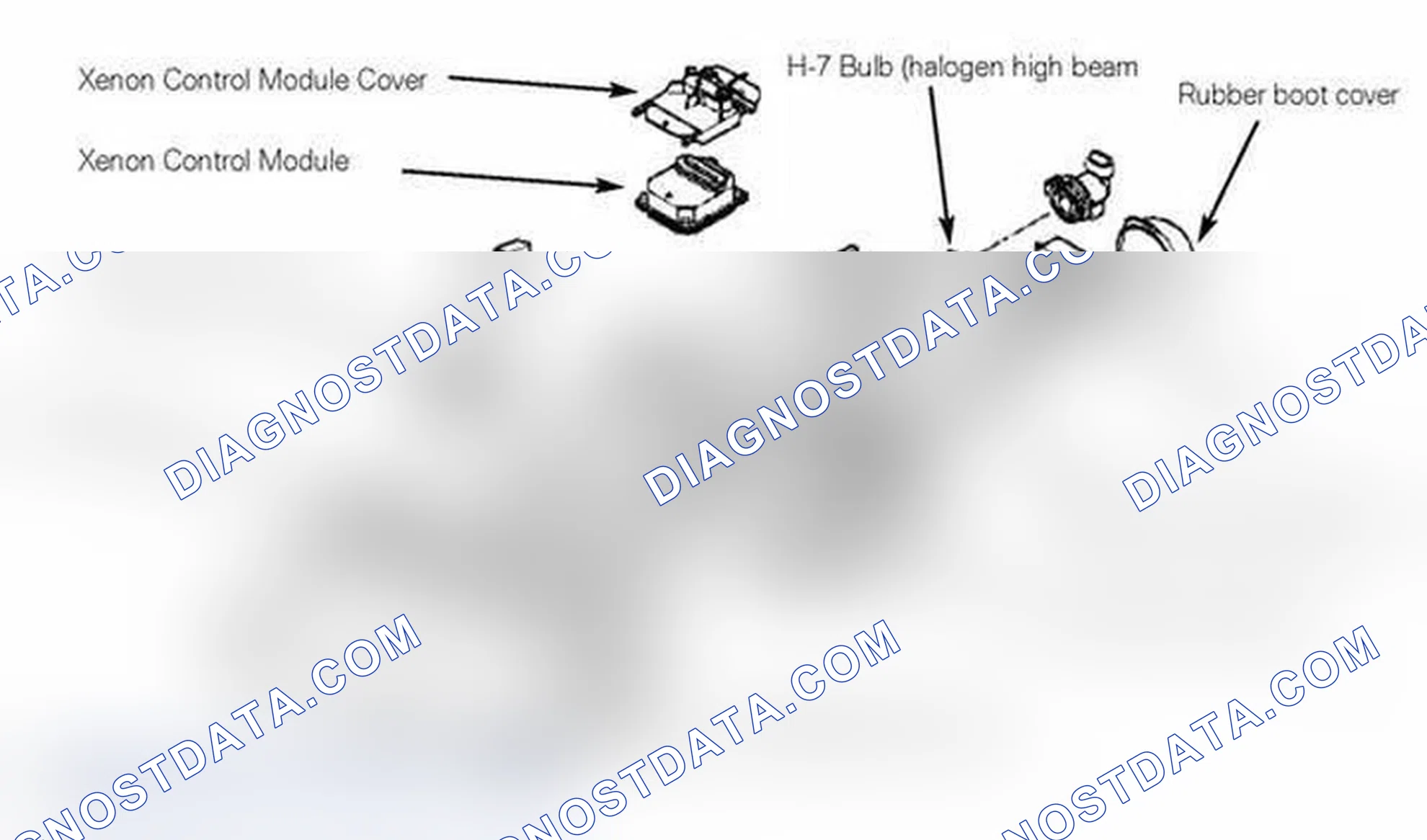 Scheme 125: Xenon Headlight Assembly Components