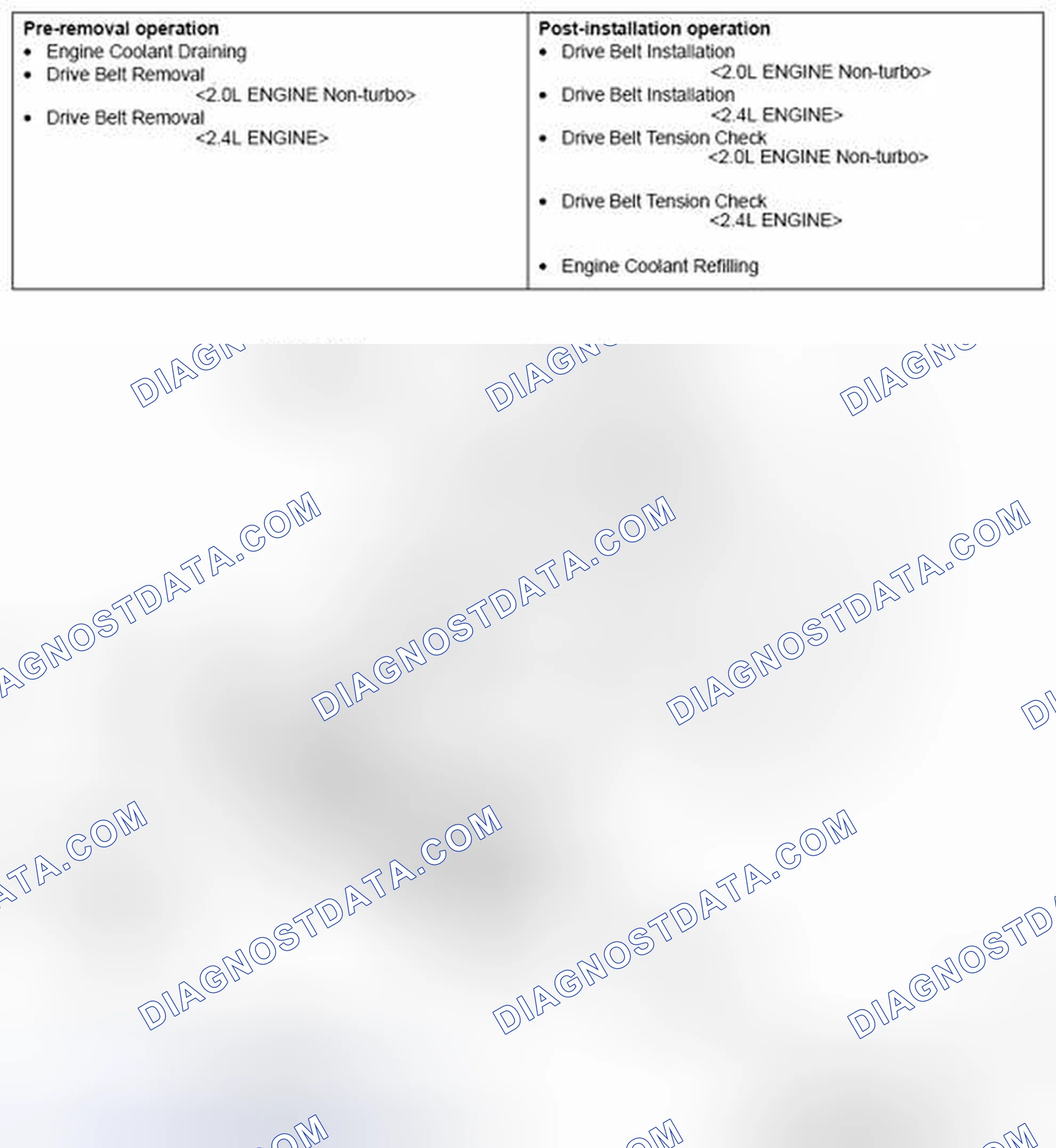 Scheme 50: REMOVAL AND INSTALLATION - 2.0L ENGINE NON-TURBO, 2.4L ENGINE