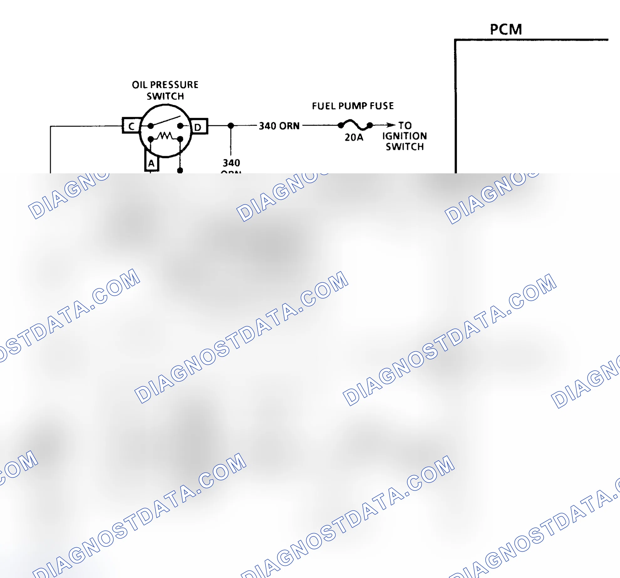 Scheme 319: CODE 54, Schematic, Fuel Pump Circuit (4.3L G Series W/4L60E Trans.)