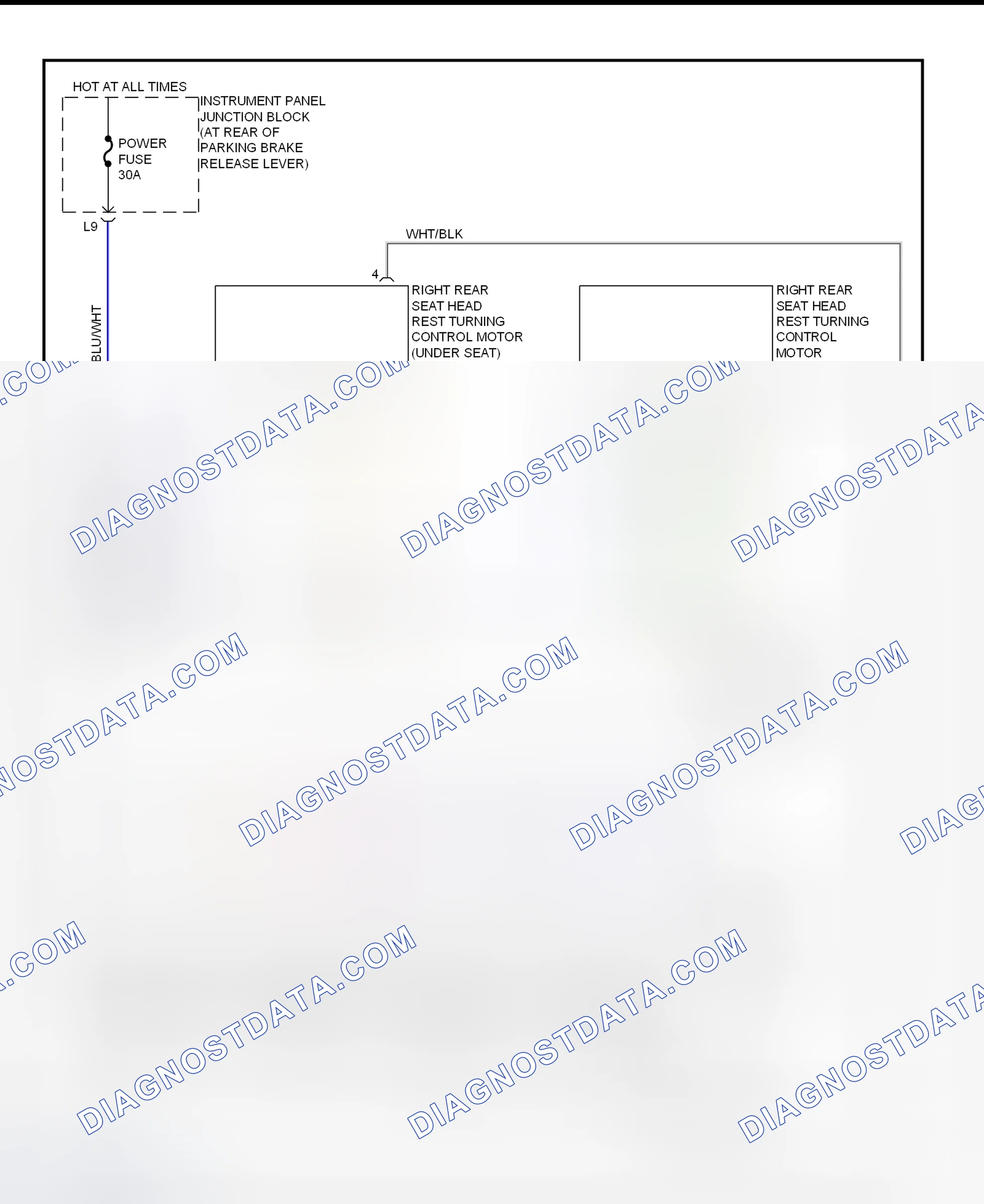 Scheme 14: Rear Power Seat System Wiring Diagram (LS400)