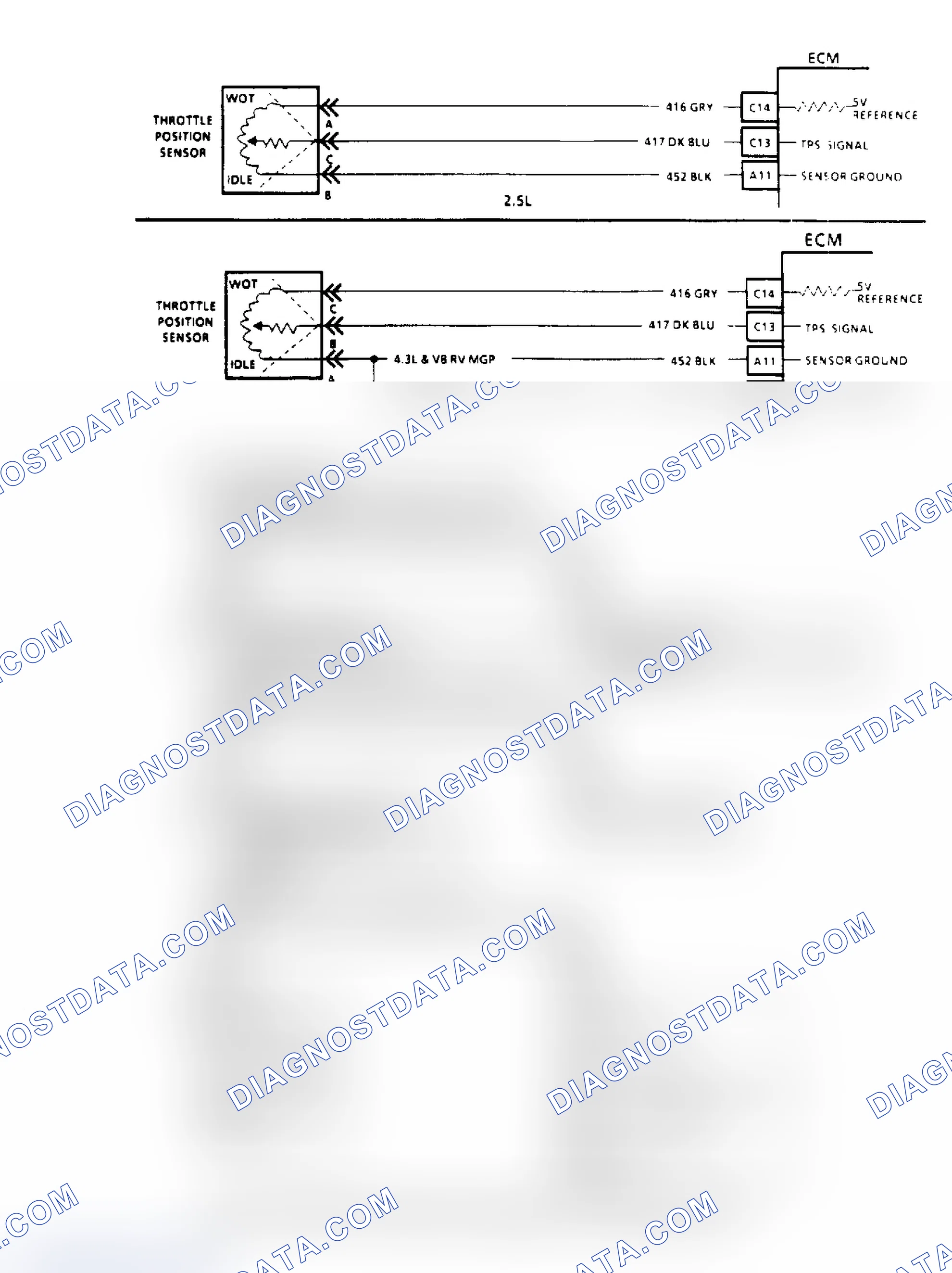 Scheme 76: Code 22, TPS Signal Voltage Low Flow Chart & Schematic