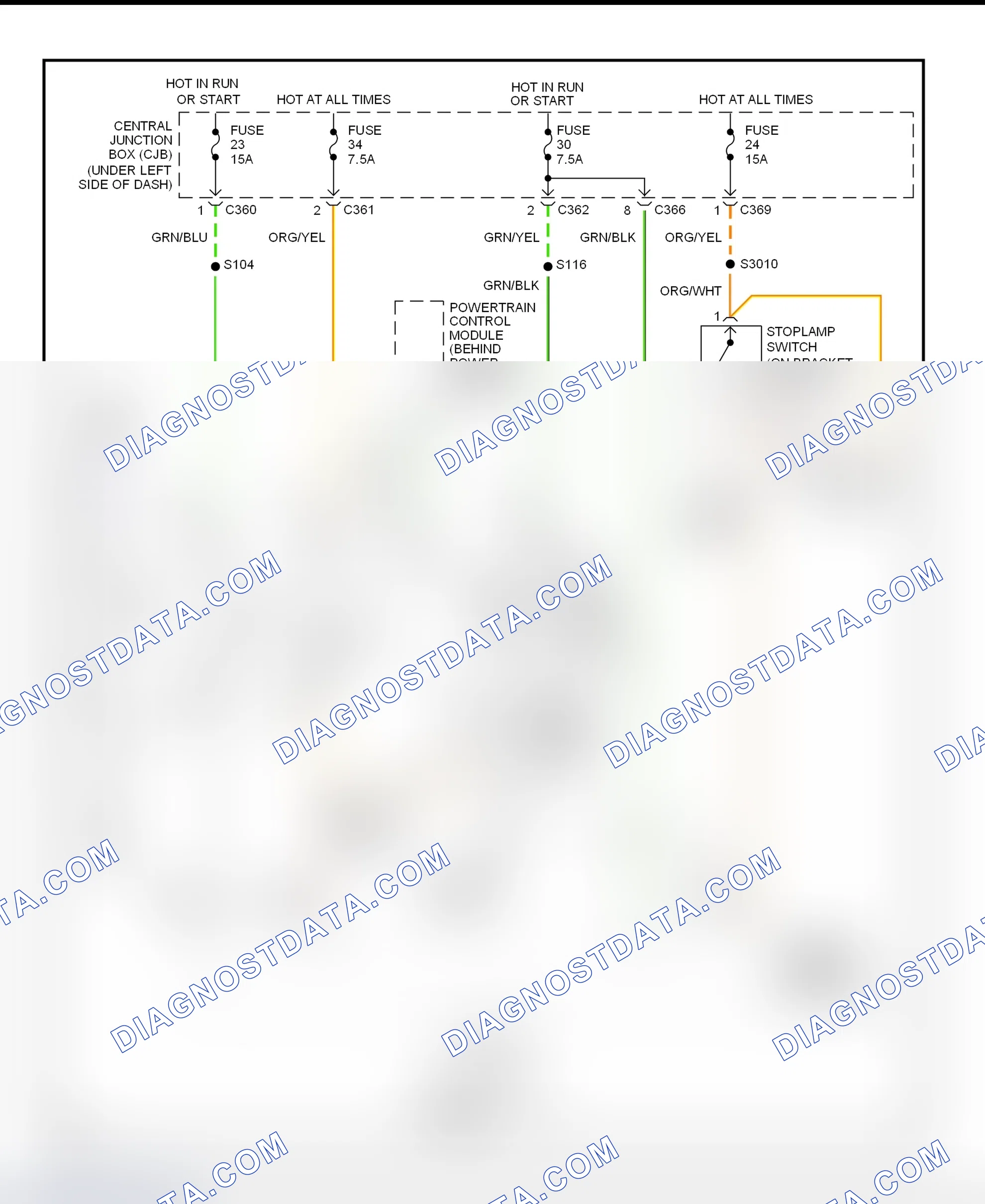 Fig. 13: Shift Interlock System Wiring Diagram (Contour & Mystique)